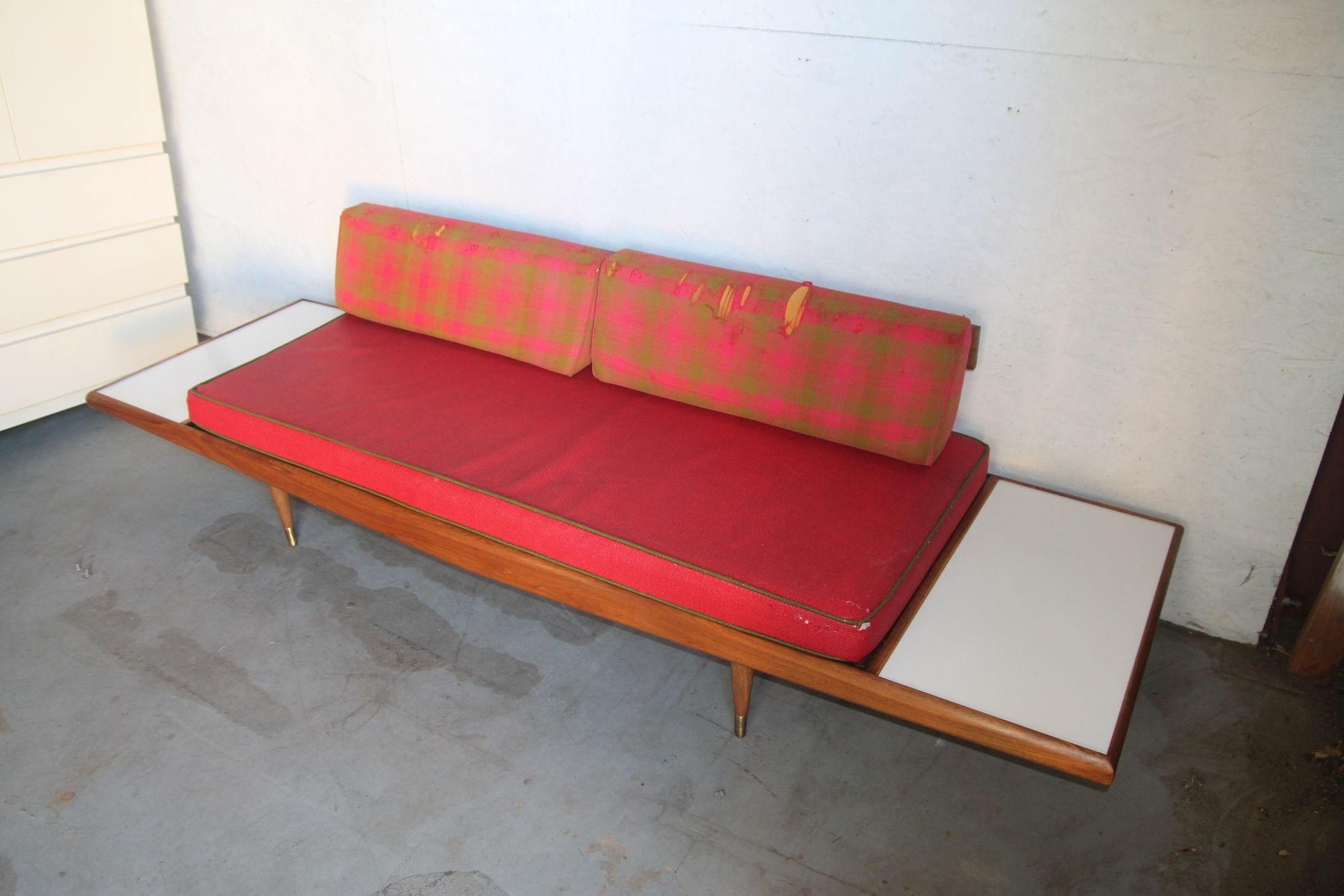 Mid-Century Modern Adrian Pearsall Sofa With Attached End Table For Sale