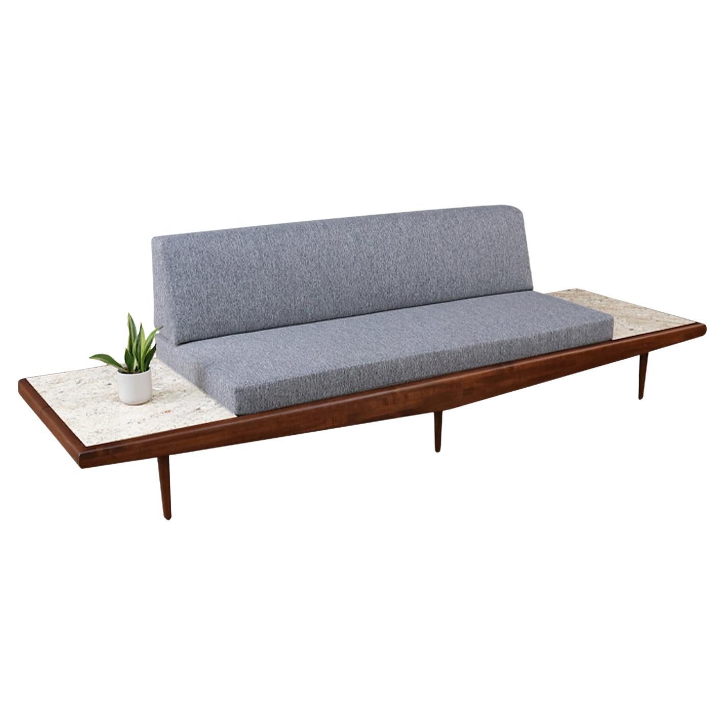 Adrian Pearsall Sofa with Travertine Side Tables for Craft Associates For Sale