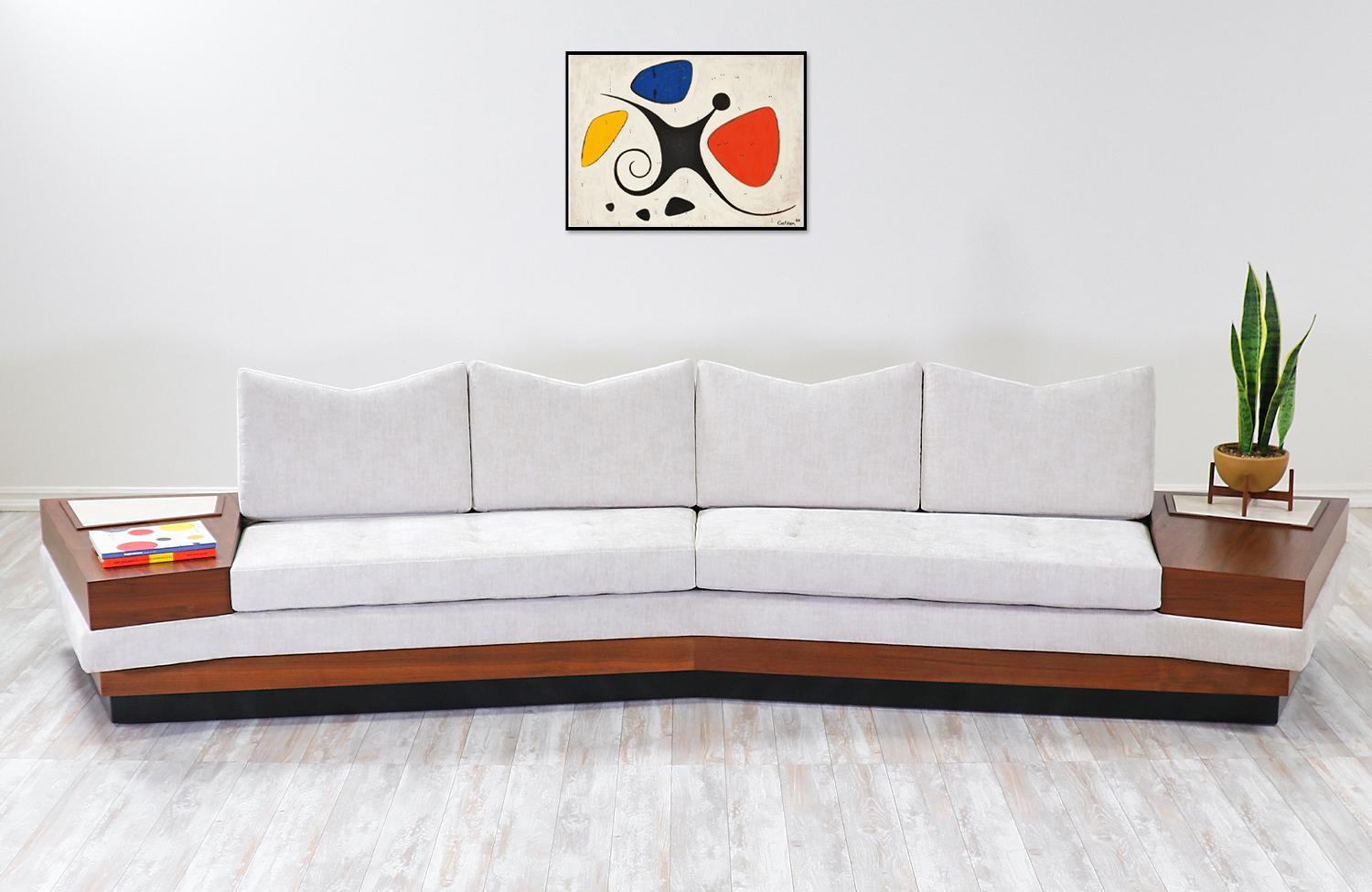 Mid-Century Modern Adrian Pearsall Sofa with Travertine Top Side Tables for Craft Associates