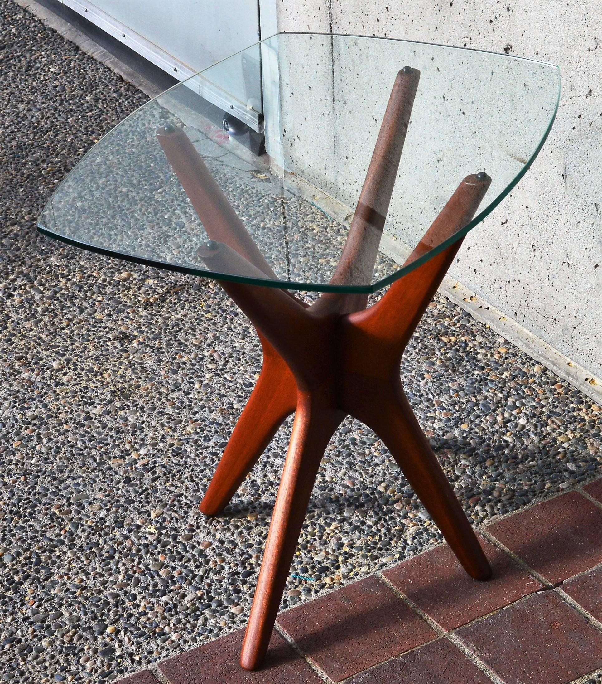 Mid-20th Century Adrian Pearsall Solid Walnut Iconic Jacks Side Table Curved Glass Top