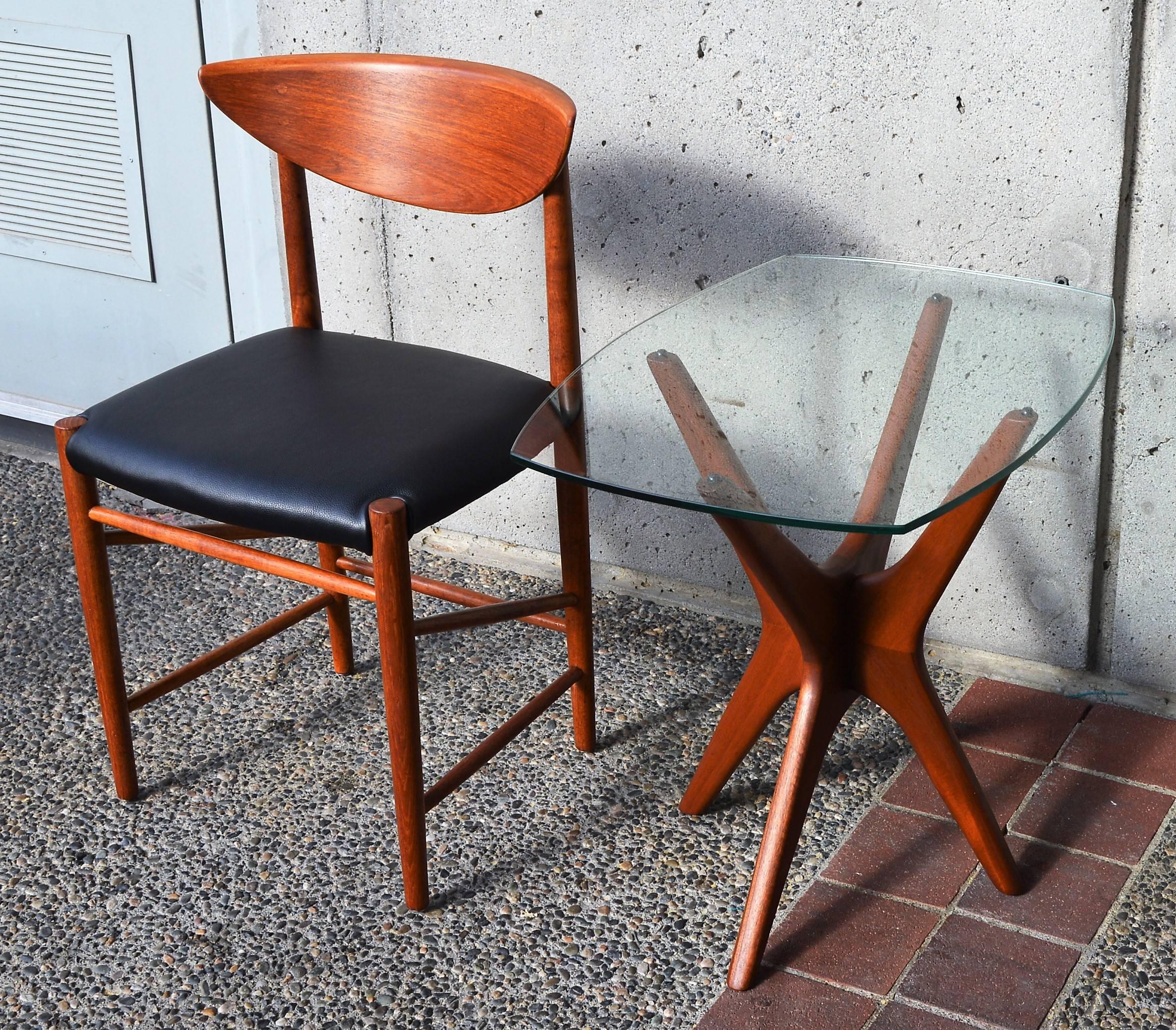 Adrian Pearsall Solid Walnut Iconic Jacks Side Table Curved Glass Top 2