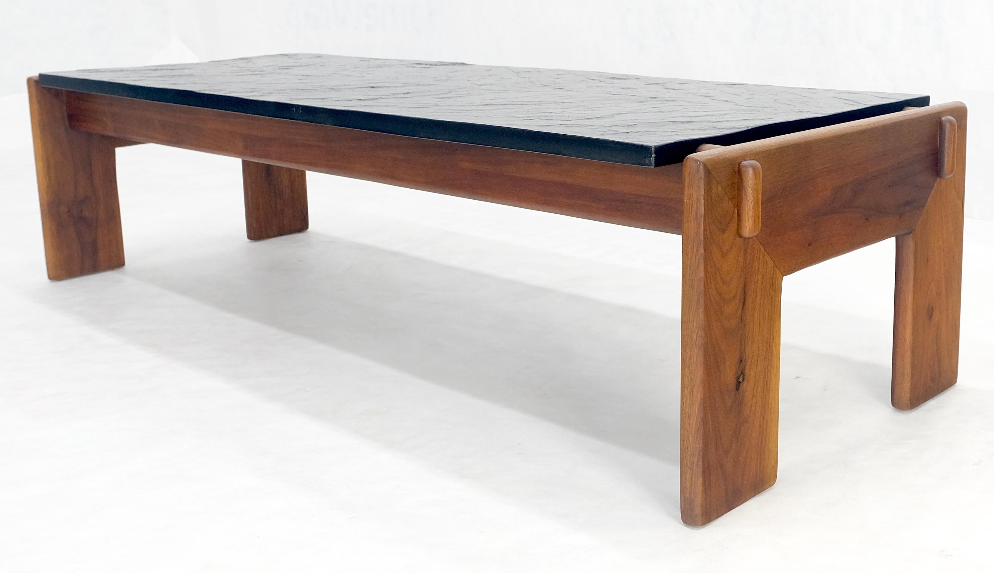 Adrian Pearsall Solid Walnut Slate Like Top 5' Long Rectangle Coffee Table MINT! For Sale 3