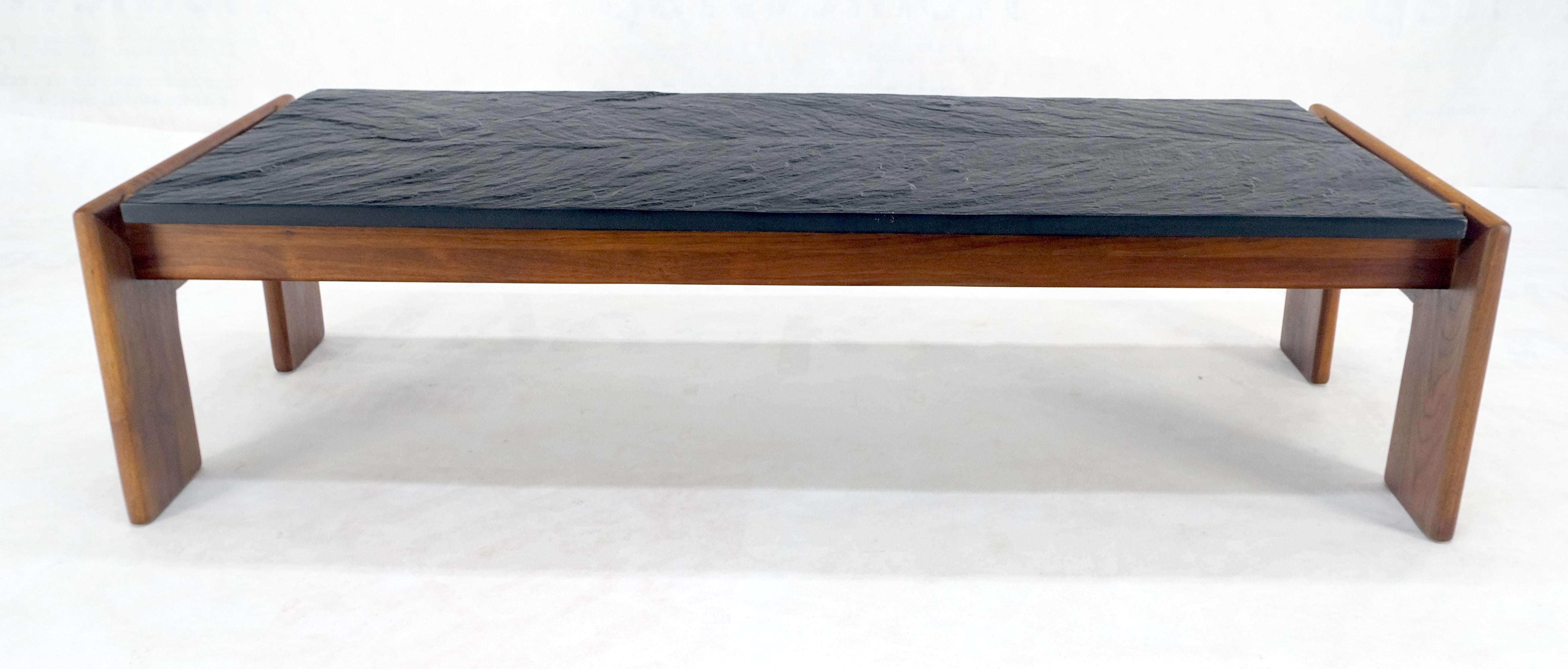Adrian Pearsall Solid Walnut Slate Like Top 5' Long Rectangle Coffee Table MINT! In Excellent Condition For Sale In Rockaway, NJ