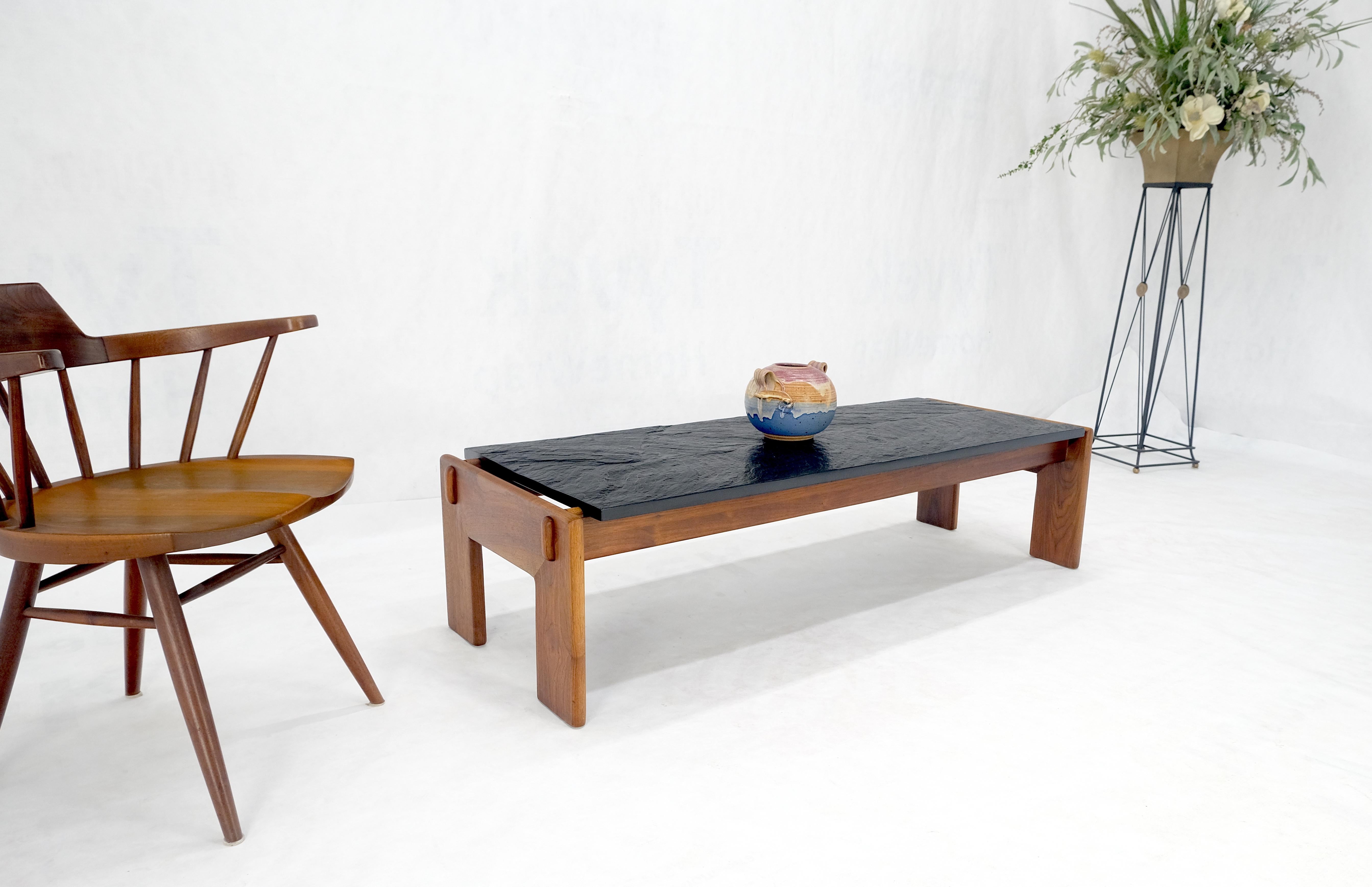 20th Century Adrian Pearsall Solid Walnut Slate Like Top 5' Long Rectangle Coffee Table MINT! For Sale