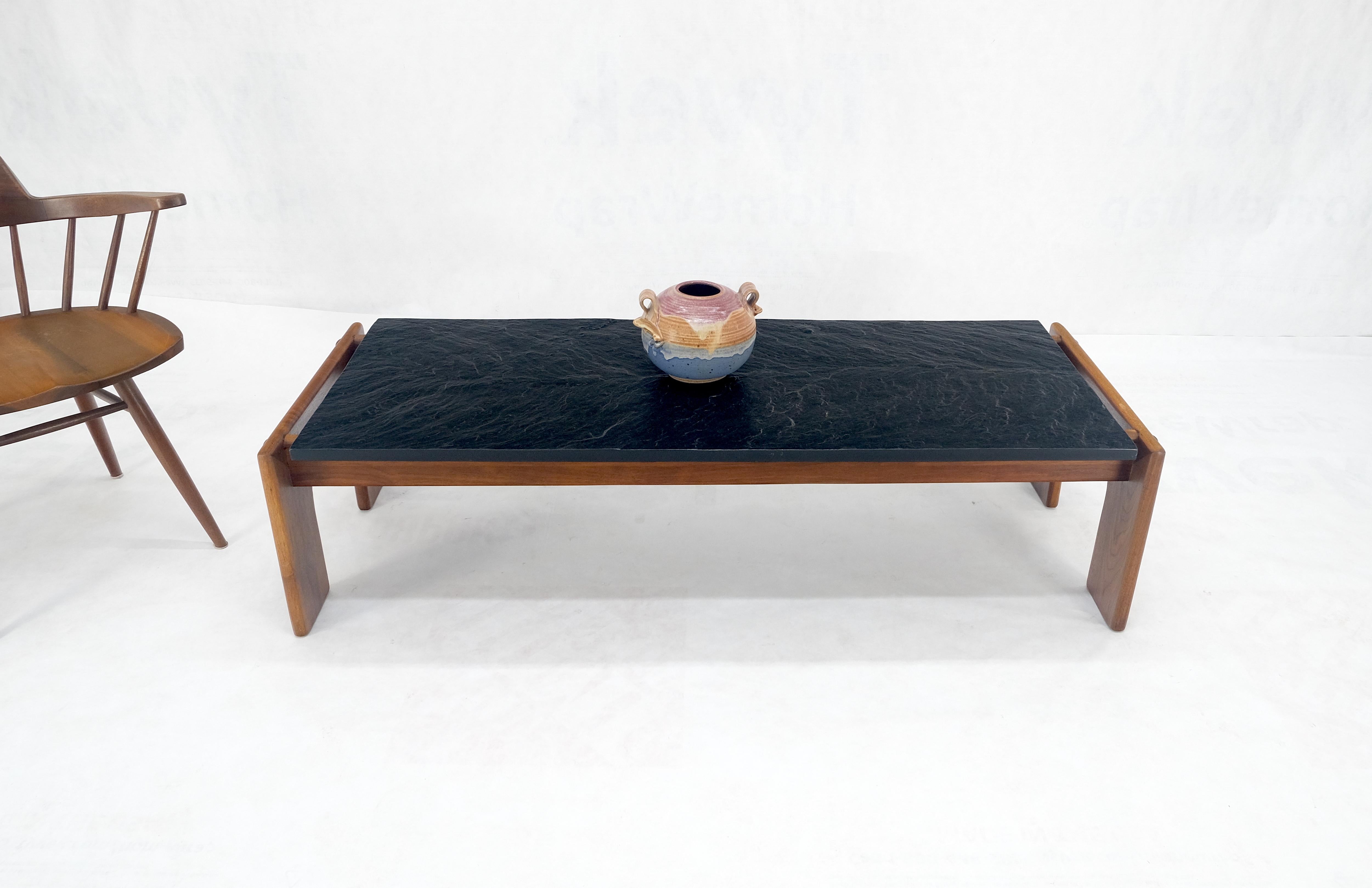 Resin Adrian Pearsall Solid Walnut Slate Like Top 5' Long Rectangle Coffee Table MINT! For Sale