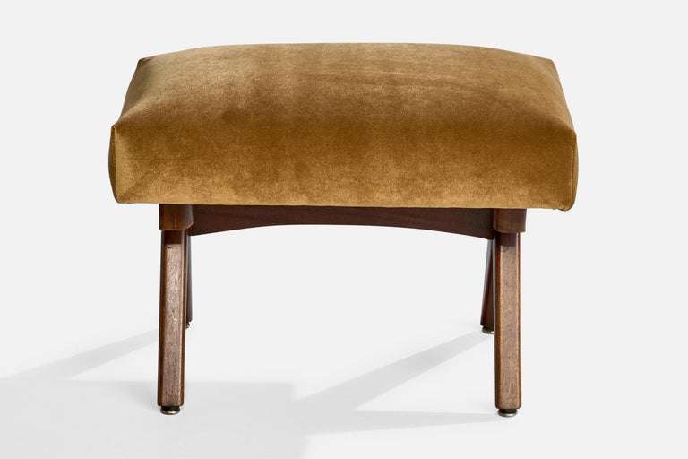 Adrian Pearsall, Stools, Walnut, Velvet, USA, 1960s For Sale at