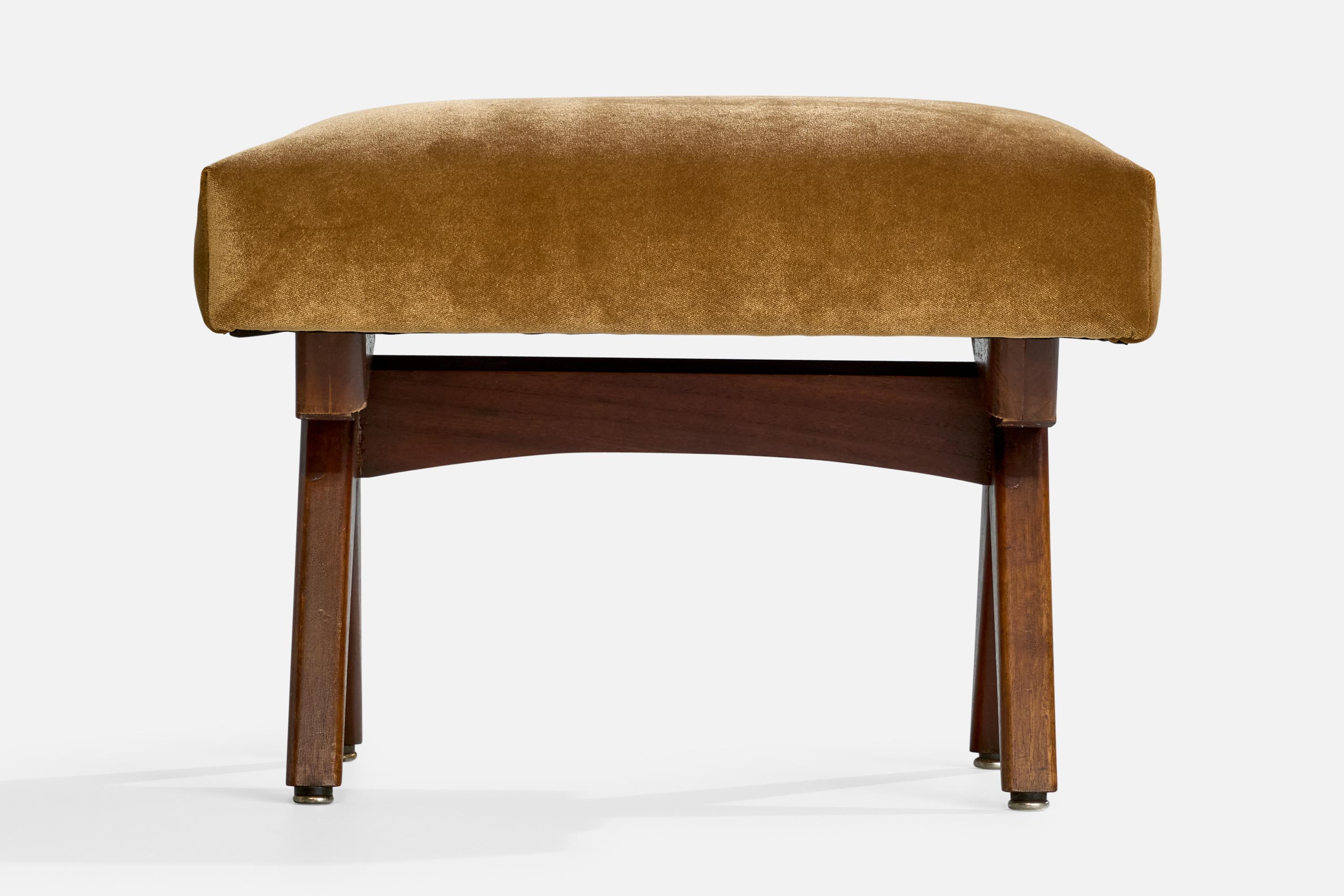 Milieu du XXe siècle Adrian Pearsall, tabourets, noyer, velours, États-Unis, années 1960 en vente