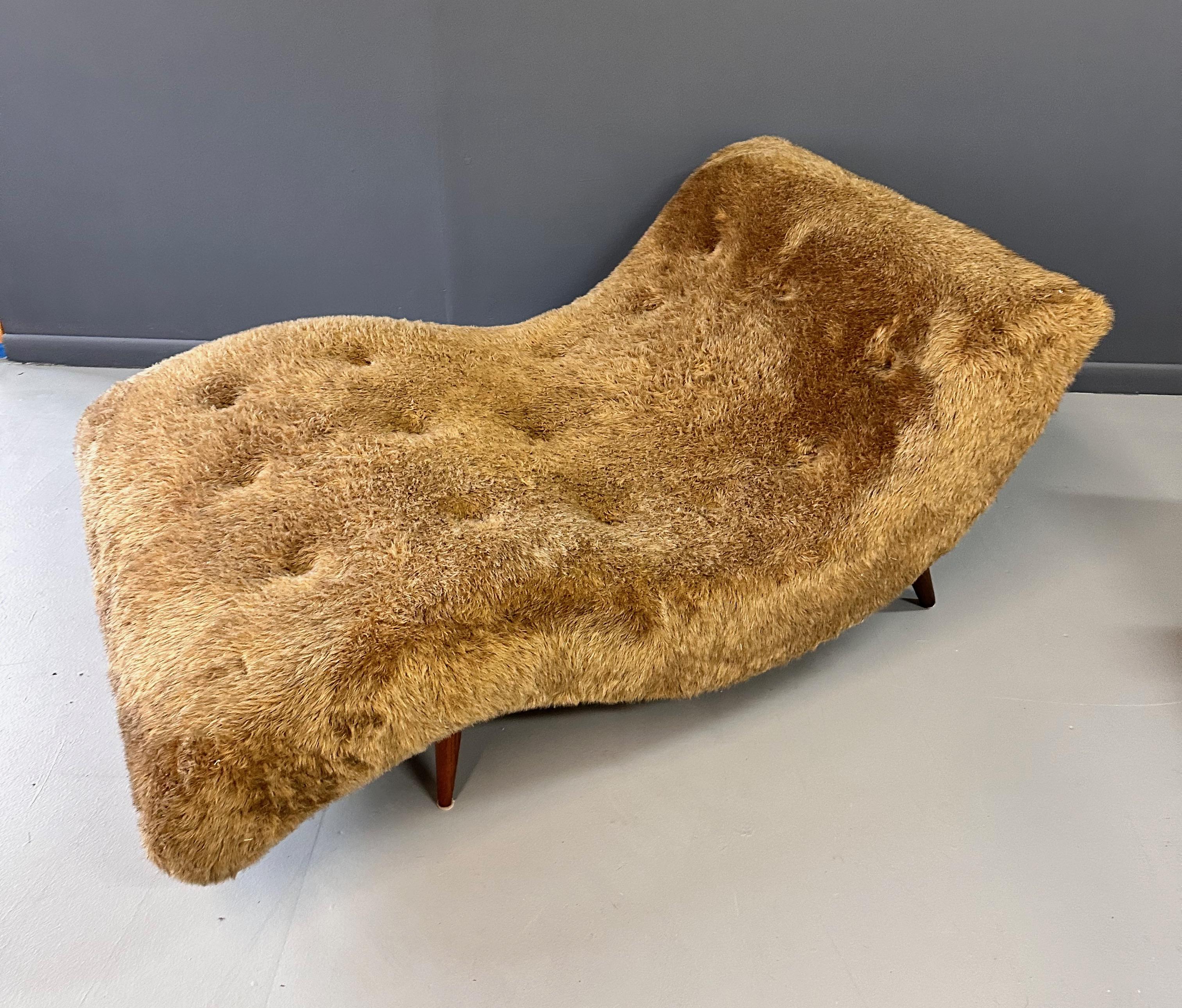 Adrian Pearsall Style 1970s Wave Lounge Chair in a Fun Faux Fur Mid Century In Good Condition For Sale In Philadelphia, PA