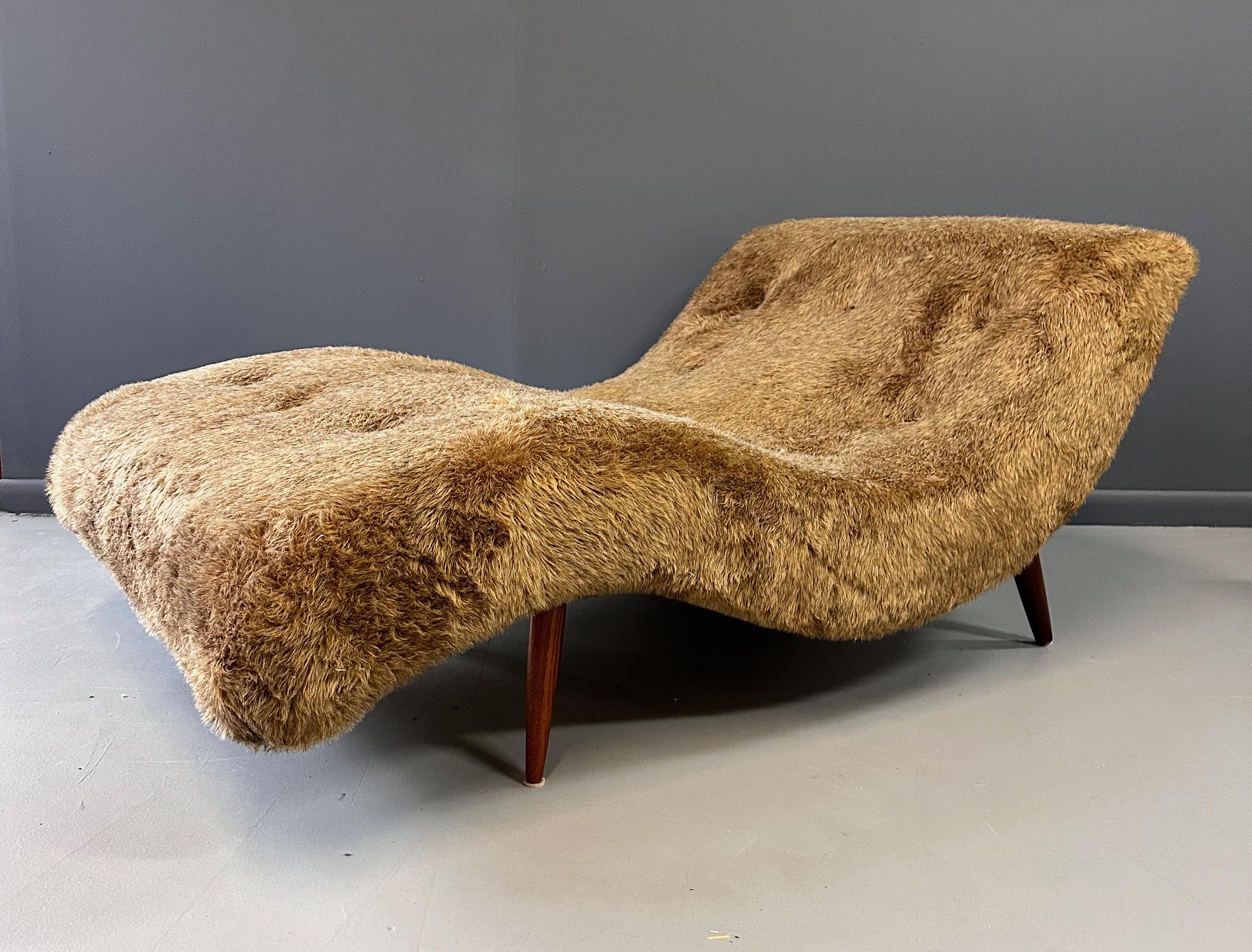 20th Century Adrian Pearsall Style 1970s Wave Lounge Chair in a Fun Faux Fur Mid Century For Sale