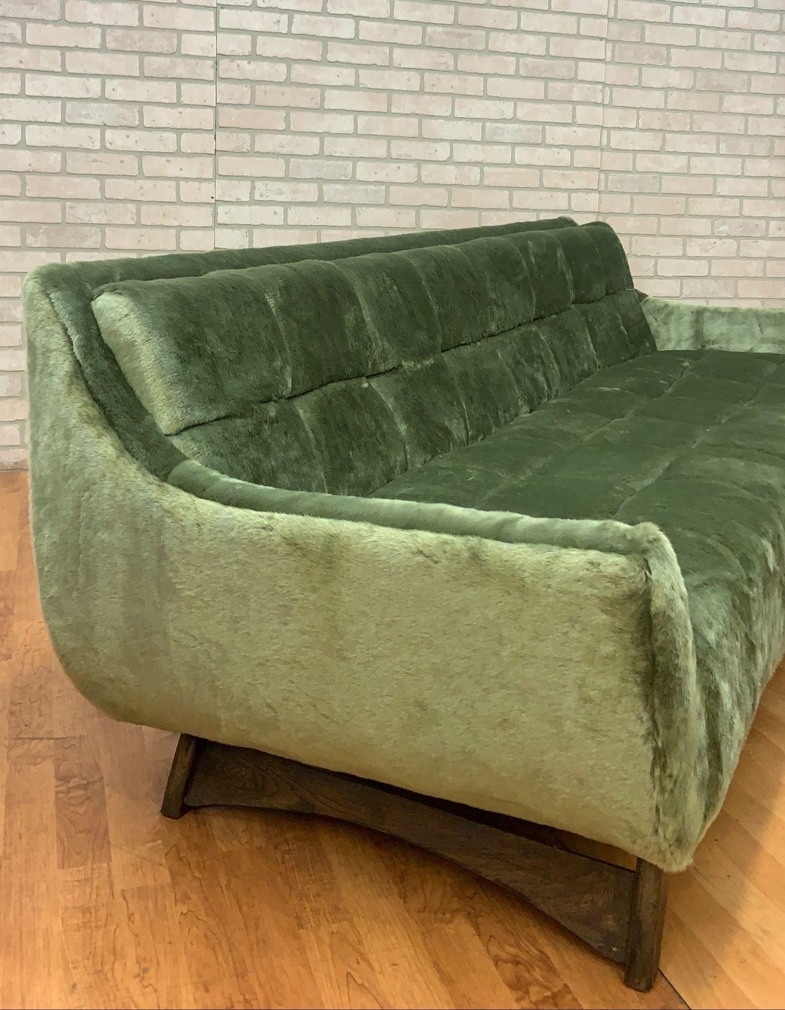 Hand-Crafted Adrian Pearsall Style Cube Button Tufted Sage Gondola Sofa Newly Upholstered 