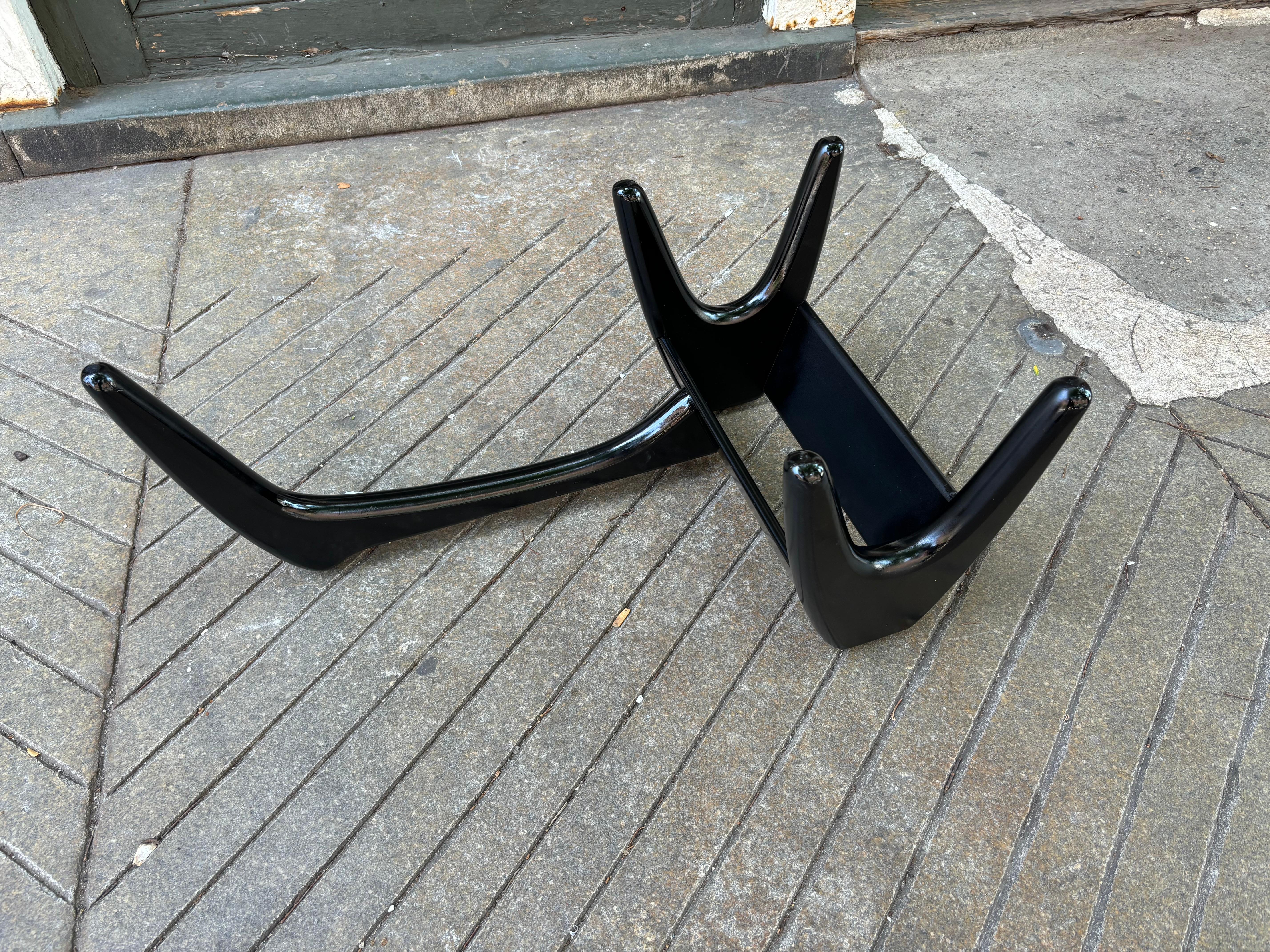 Adrian Pearsall Style Free Form Glass and Wood Coffee Table 6
