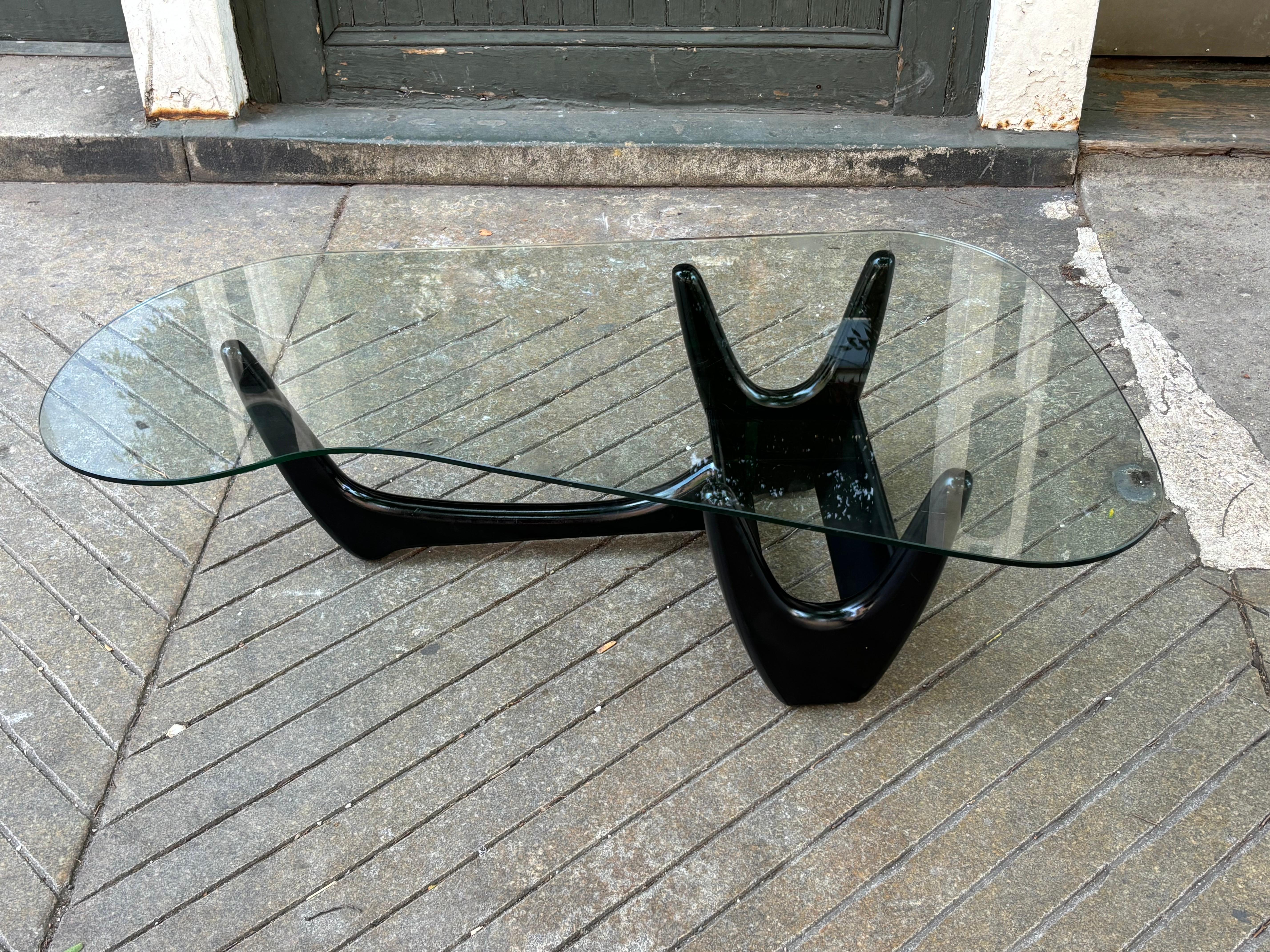 Mid-Century Modern Adrian Pearsall Style Free Form Glass and Wood Coffee Table