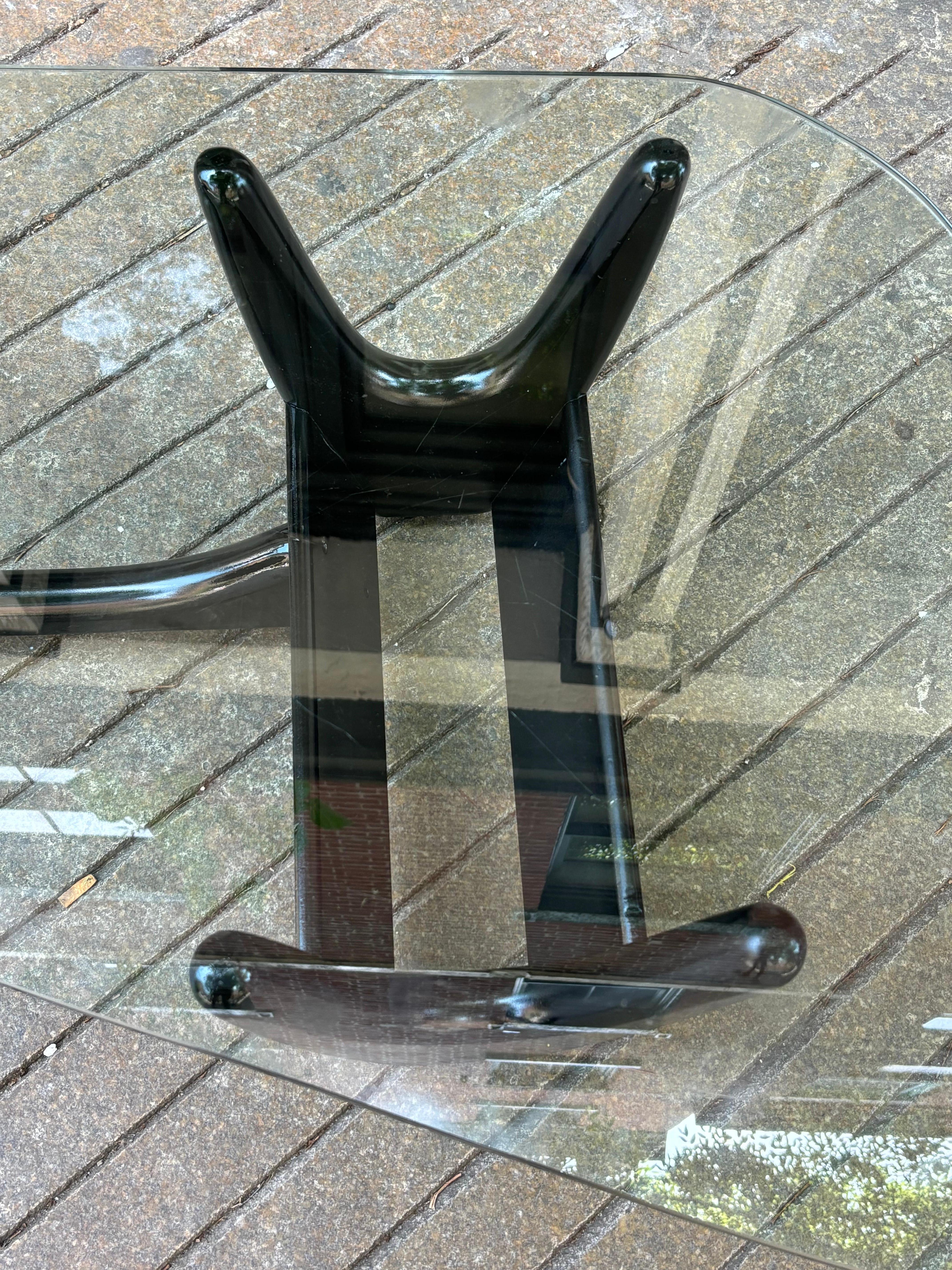 Mid-20th Century Adrian Pearsall Style Free Form Glass and Wood Coffee Table