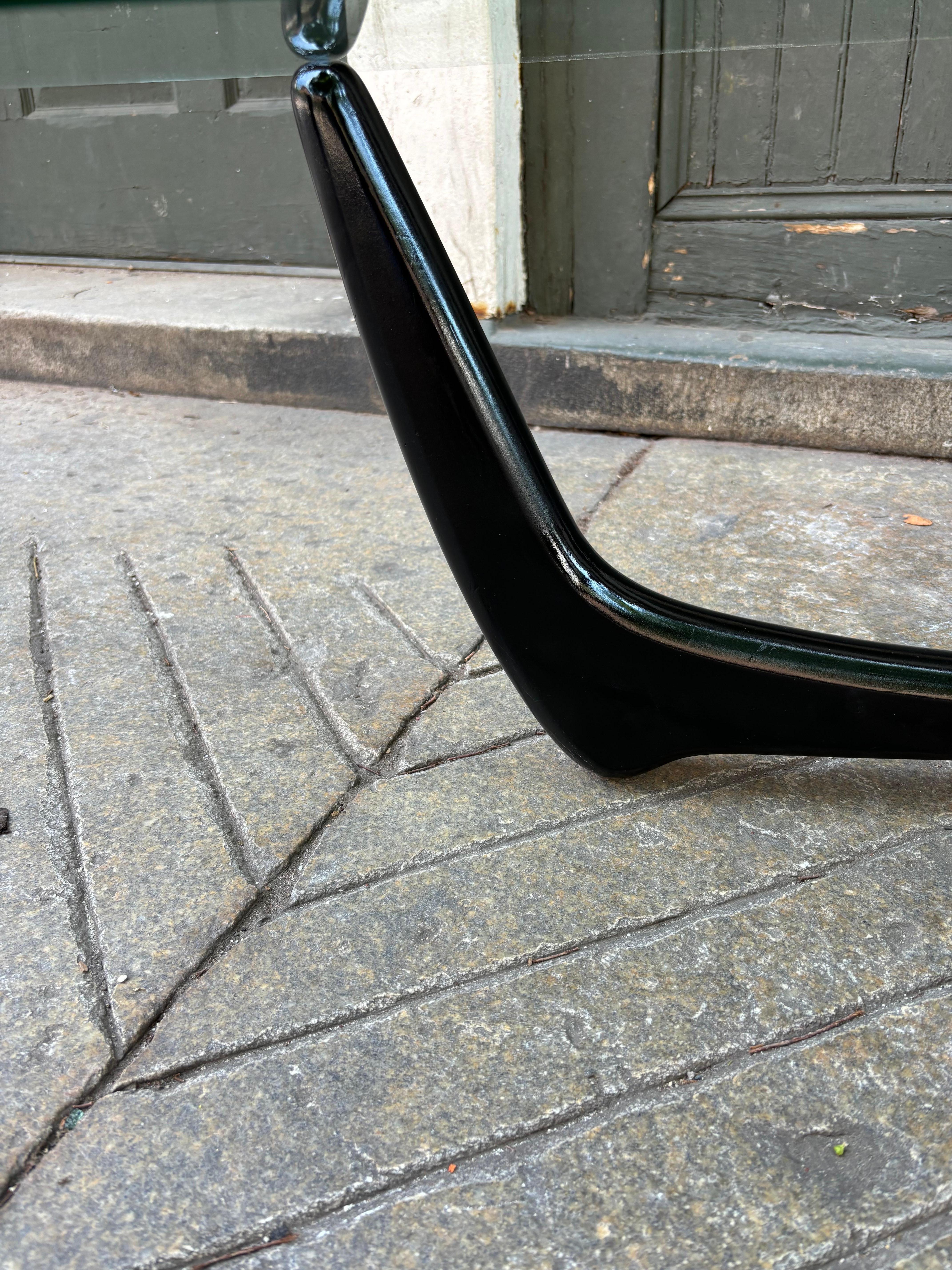 Adrian Pearsall Style Free Form Glass and Wood Coffee Table 2