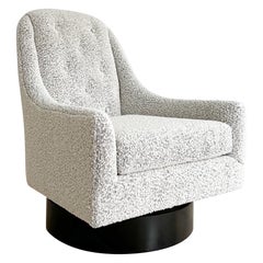 Adrian Pearsall Style High Back Swivel Lounge Chair with New Black/White Boucle