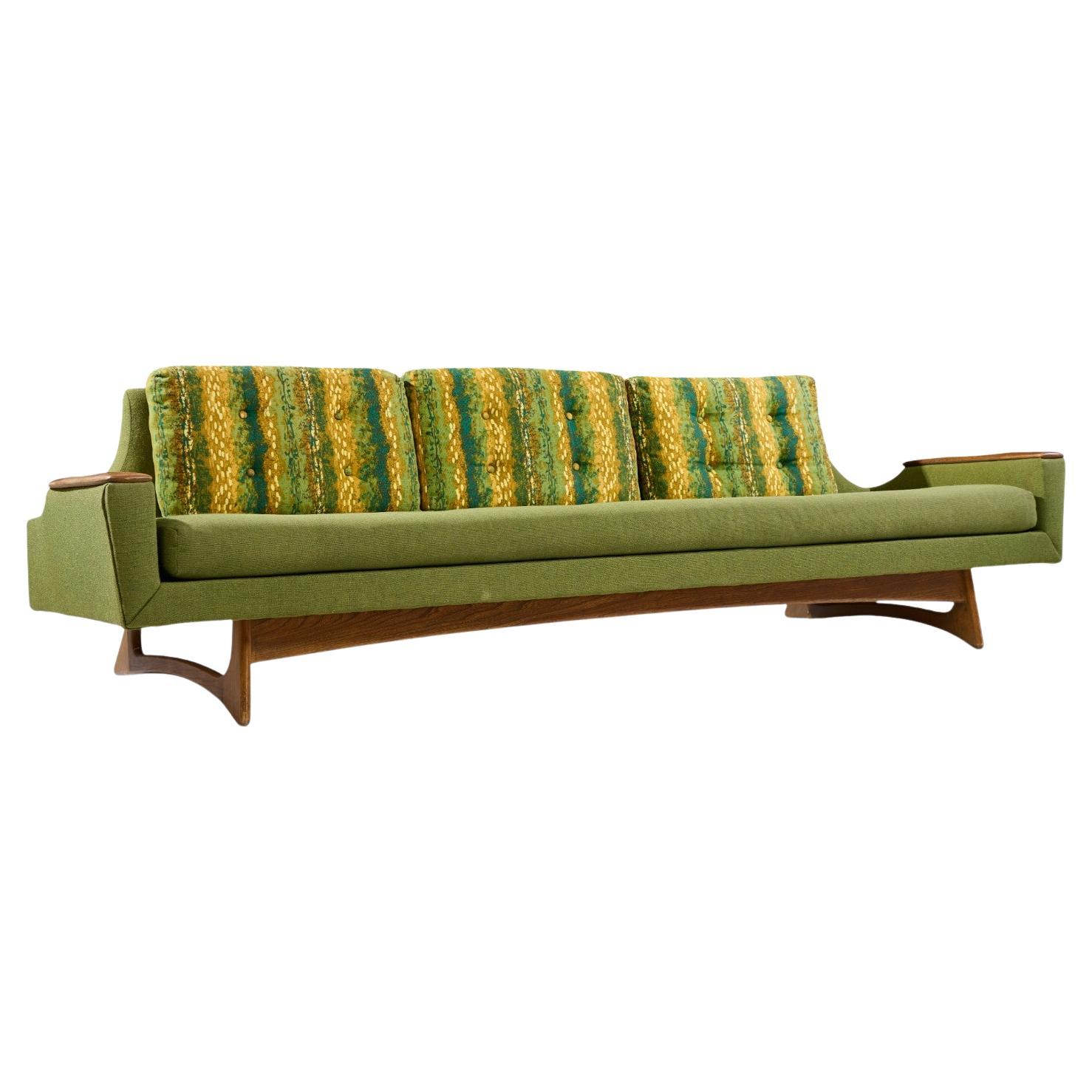 Adrian Pearsall Style Kroehler American Leisure Mid Century Sofa Walnut Sofa