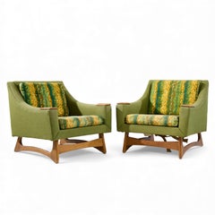 Adrian Pearsall Style Kroehler American Leisure Walnut Lounge Chairs - Pair