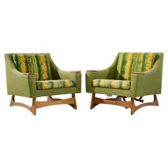 Adrian Pearsall Style Kroehler American Leisure Walnut Lounge Chairs - Pair
