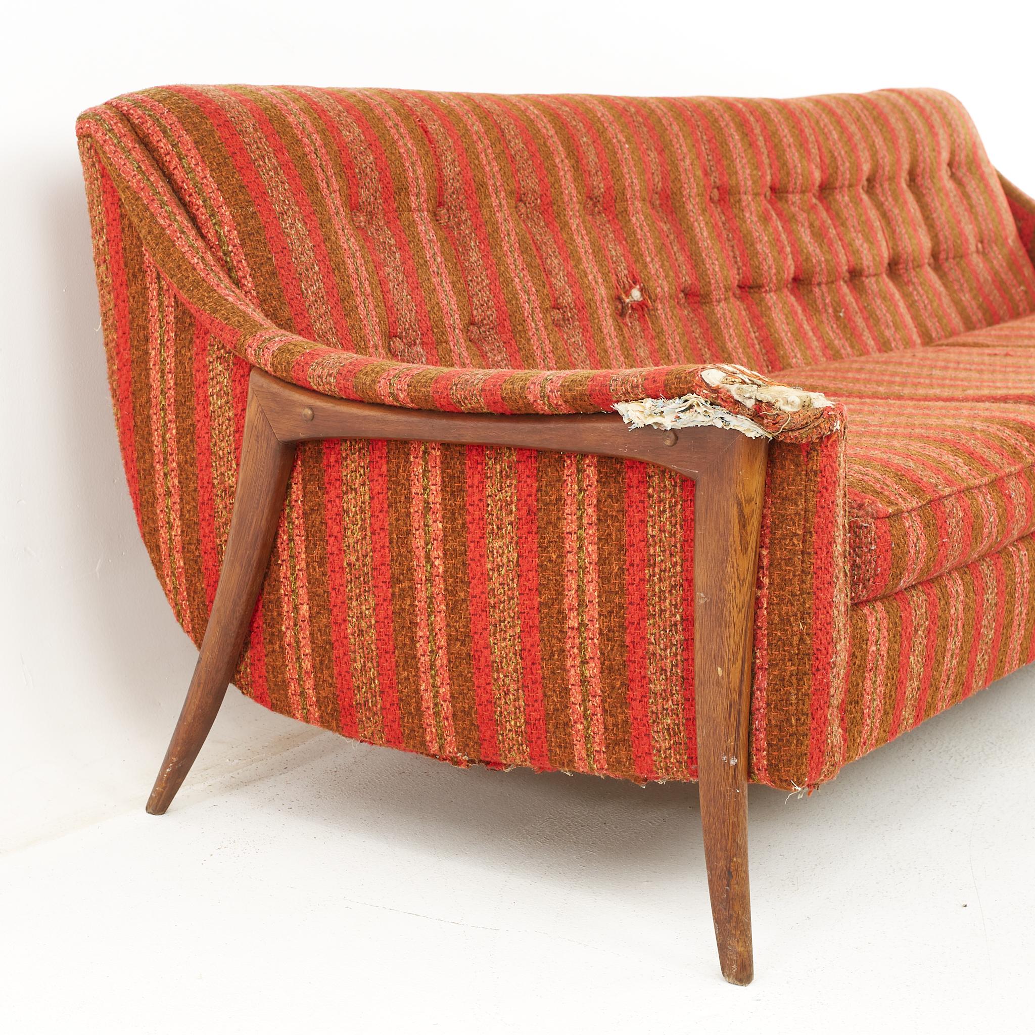 American Adrian Pearsall Style Kroehler Avant Mid Century Walnut Sofa