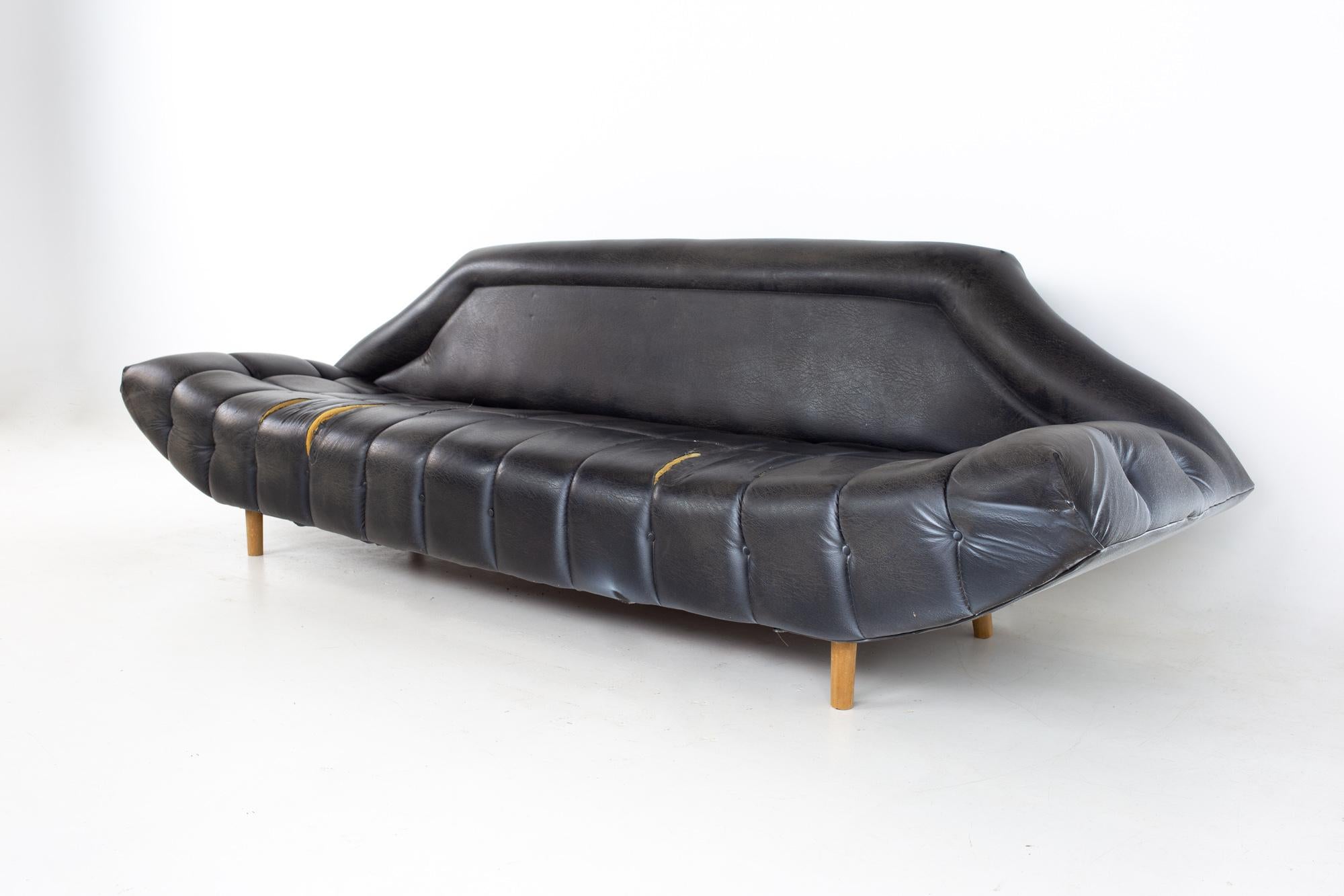 Adrian Pearsall style Kroehler mid century Gondola sofa
Sofa measures: 107 wide x 34 deep x 31 high, with a seat height of 15 inches
Ready for re-upholstery

All pieces of furniture can be had in what we call restored vintage condition. That