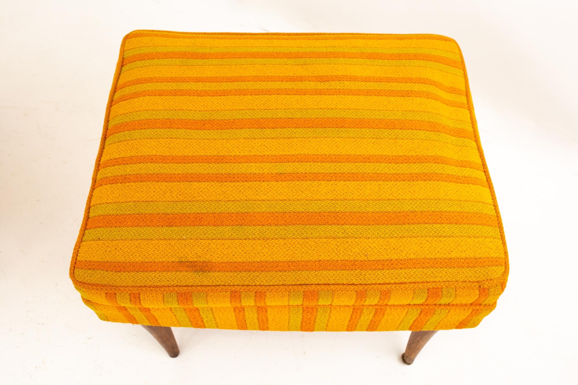 Adrian Pearsall Style Kroehler Midcentury Orange and Green Striped Lounge Chair 2