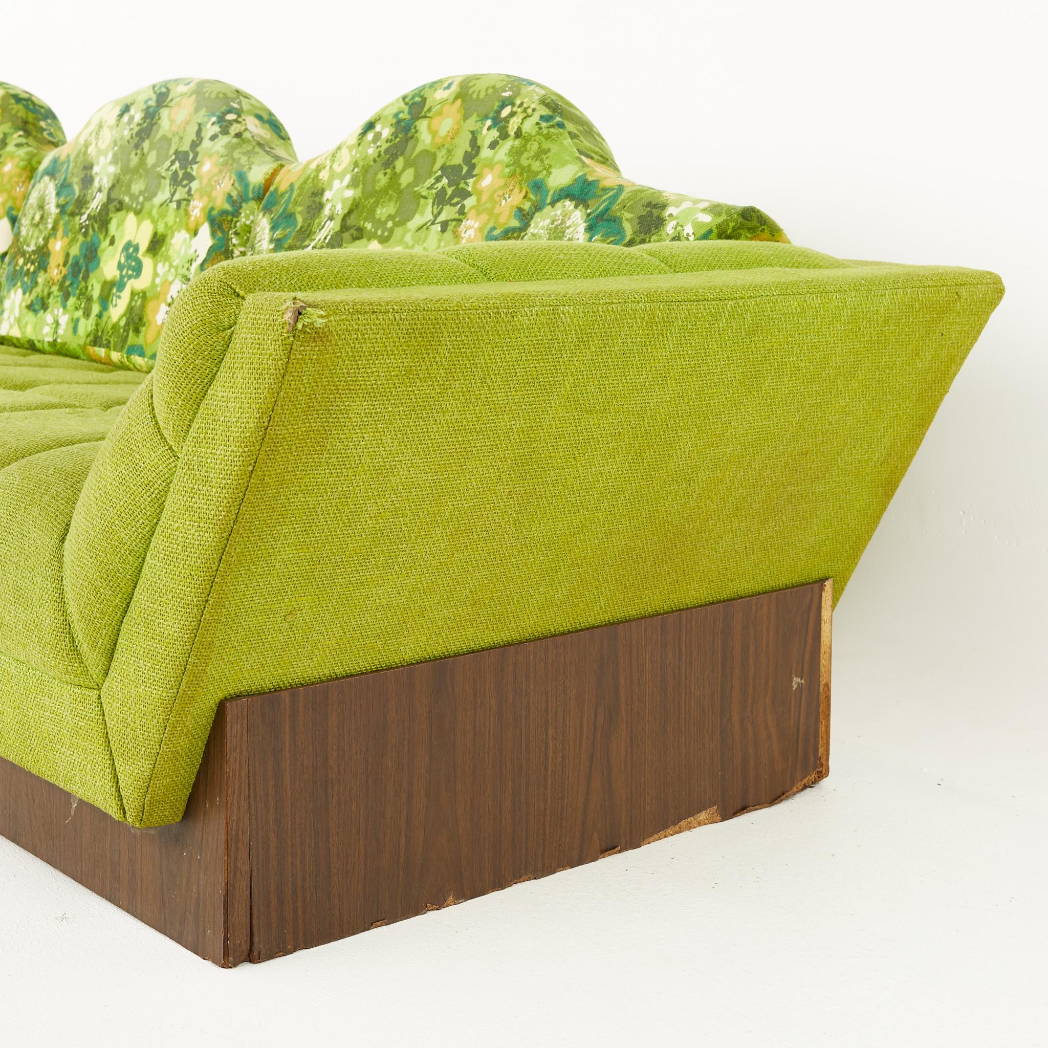 Adrian Pearsall Style Kroehler Mid Century Plinth Base Gondola Sofa 3