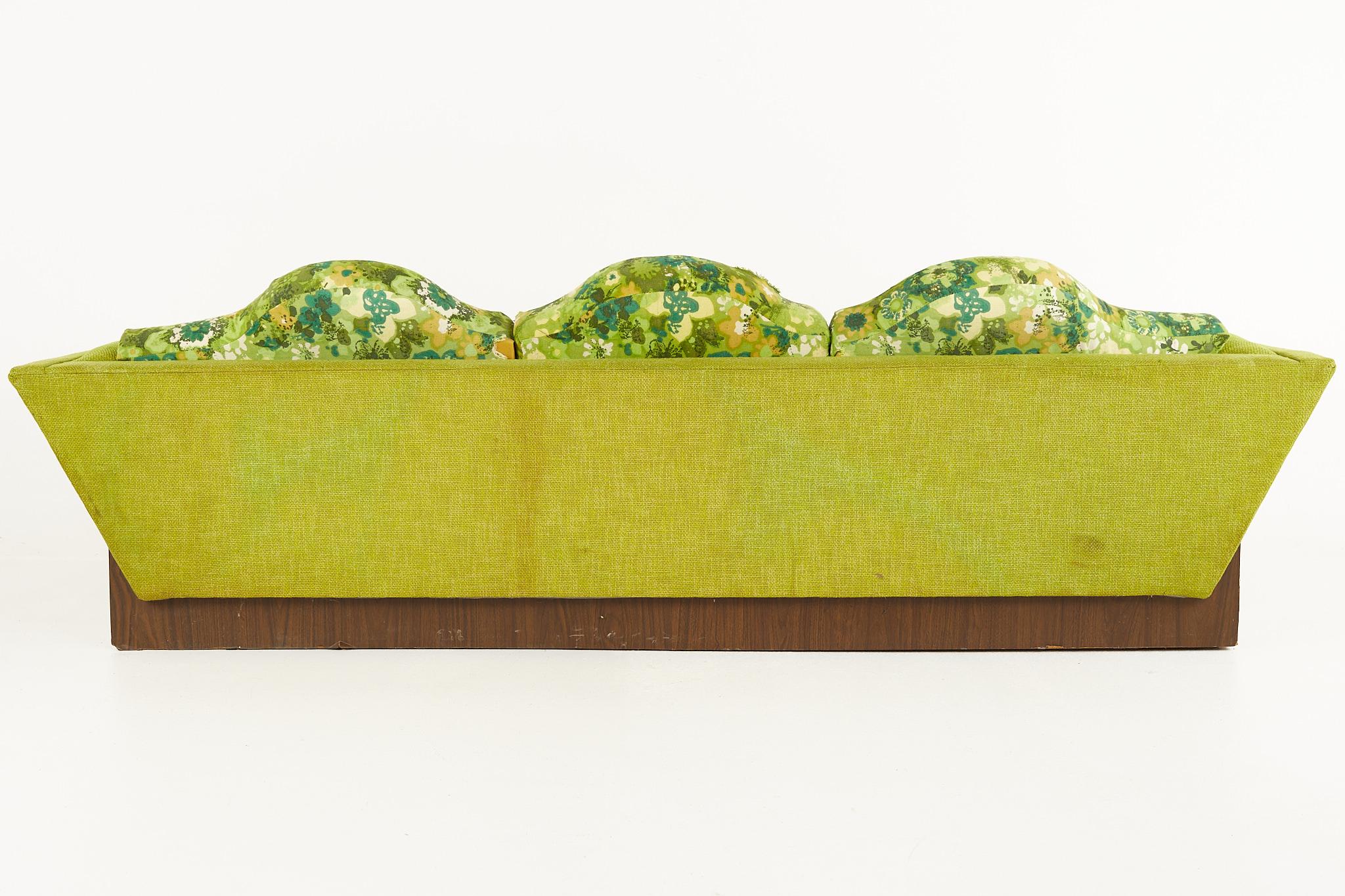 Adrian Pearsall Style Kroehler Mid Century Plinth Base Gondola Sofa 4