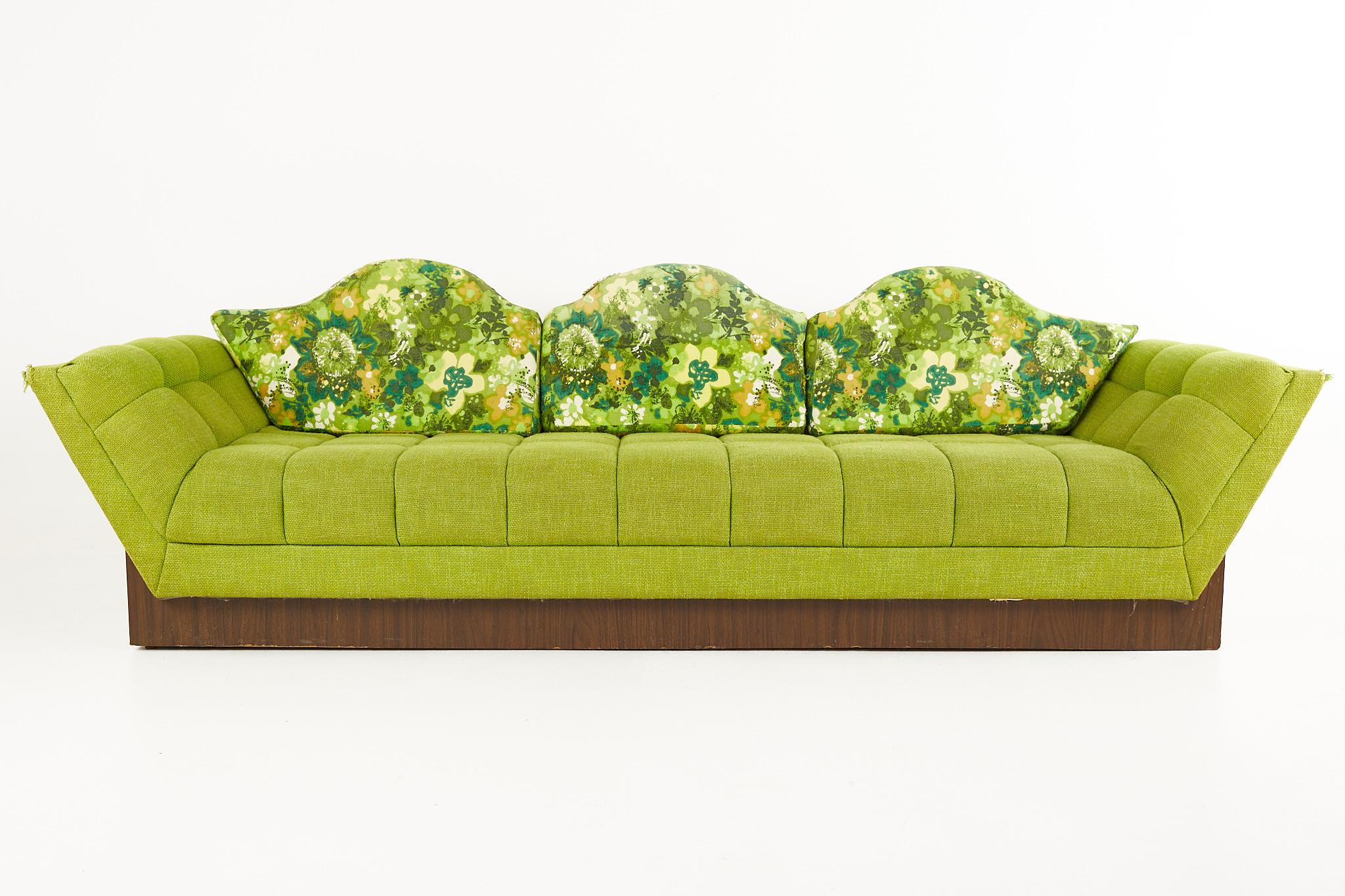 Adrian Pearsall Style Kroehler Mid Century Plinth Base Gondola sofa

The sofa measures: 96 wide x 33 deep x 23 high, with a seat height of 16 inches 

Ready for new upholstery

All pieces of furniture can be had in what we call restored