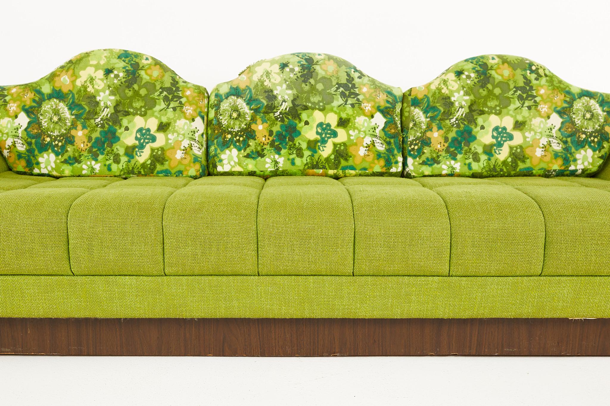 American Adrian Pearsall Style Kroehler Mid Century Plinth Base Gondola Sofa