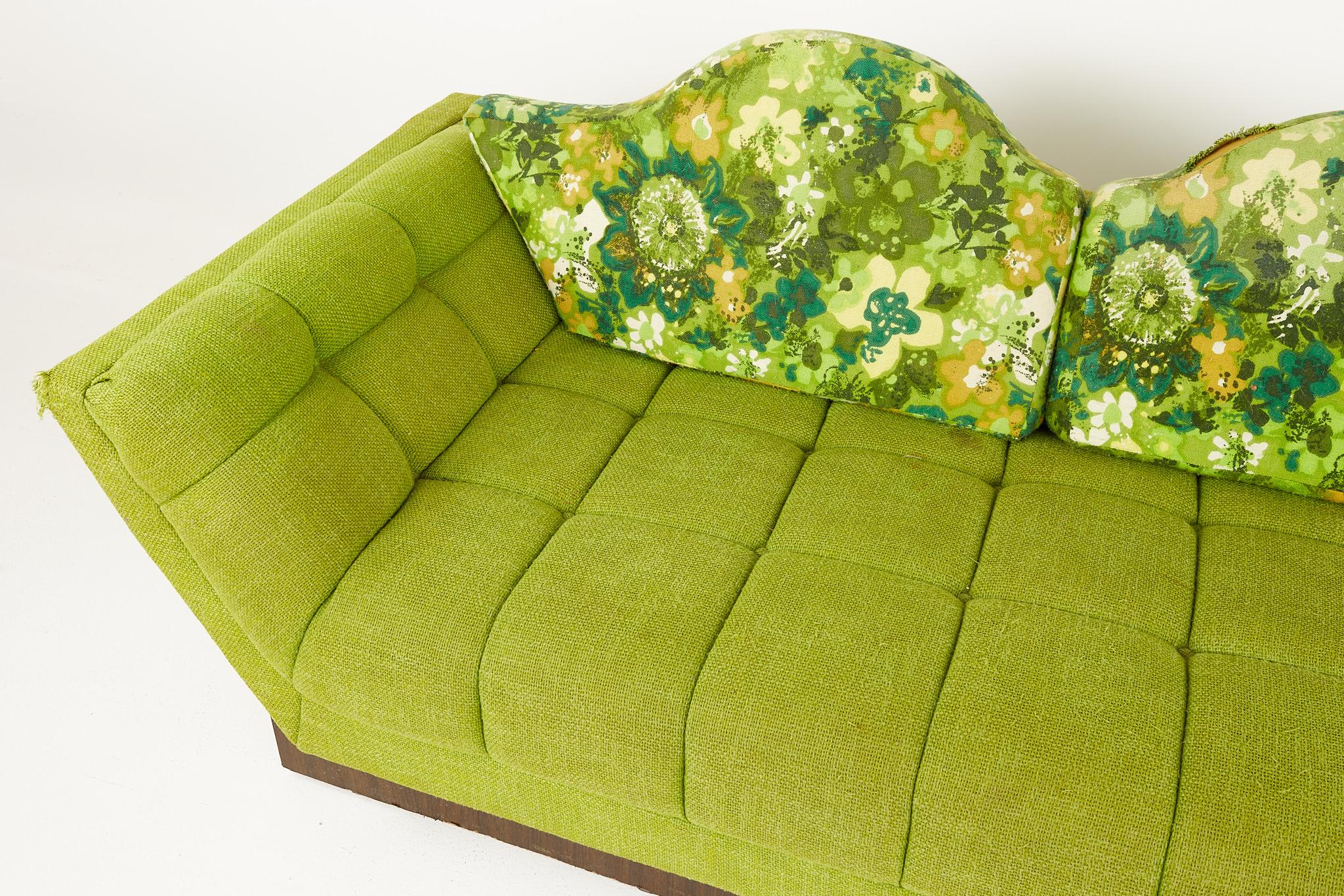 Late 20th Century Adrian Pearsall Style Kroehler Mid Century Plinth Base Gondola Sofa
