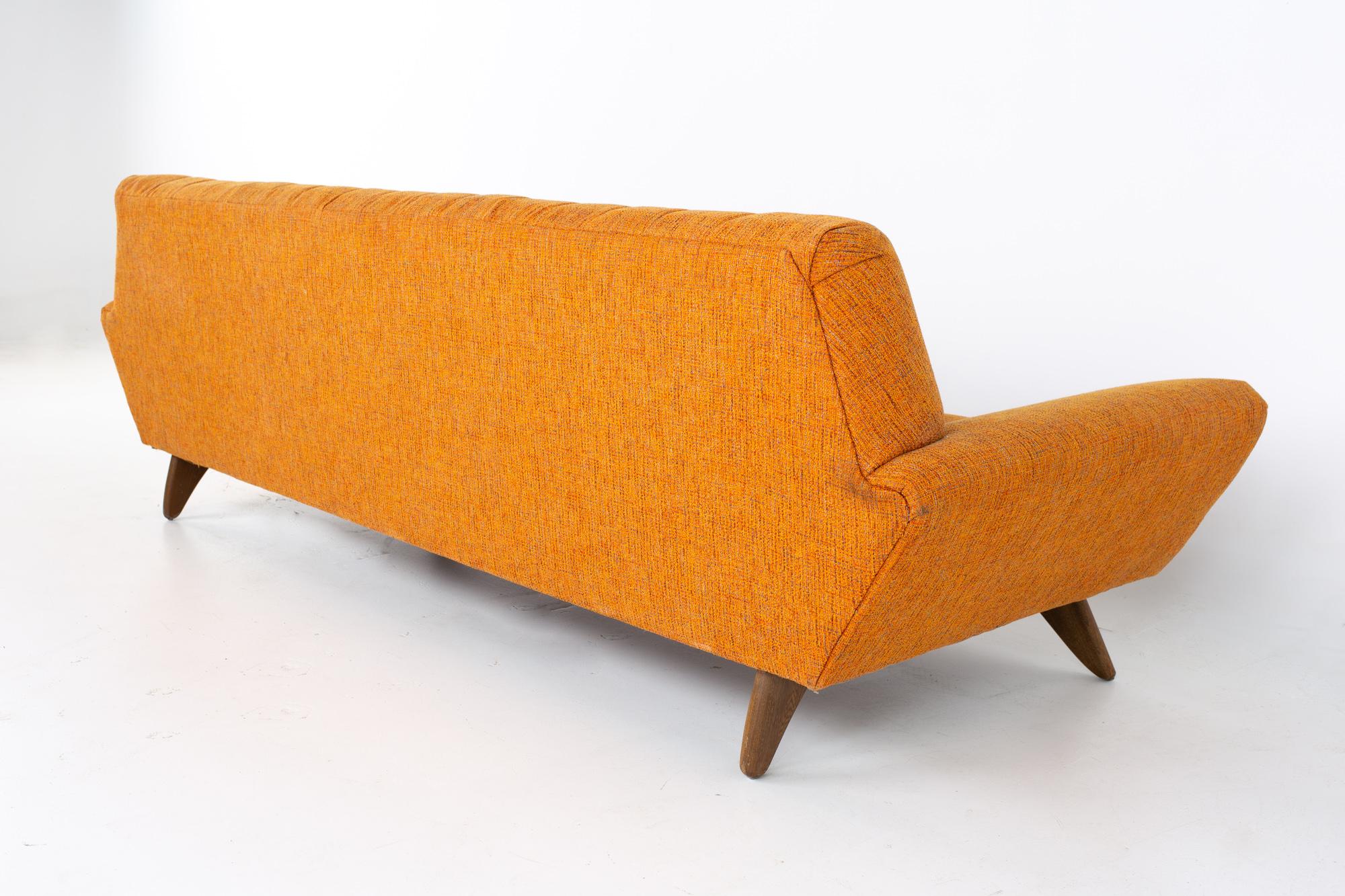 Upholstery Adrian Pearsall Style Kroehler Midcentury Re-Upholstered Orange Gondola Sofa