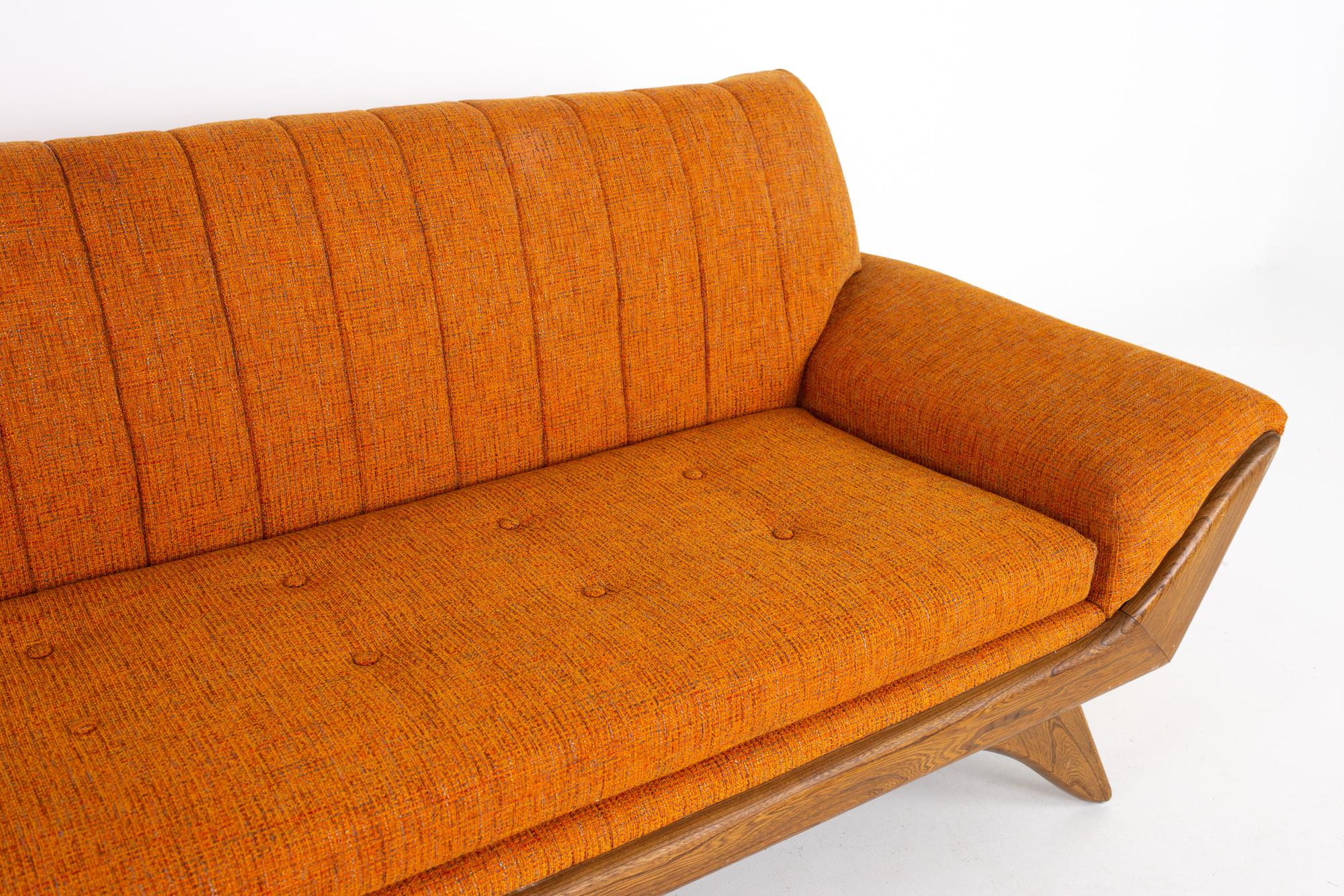 Mid-Century Modern Adrian Pearsall Style Kroehler Midcentury Re-Upholstered Orange Gondola Sofa