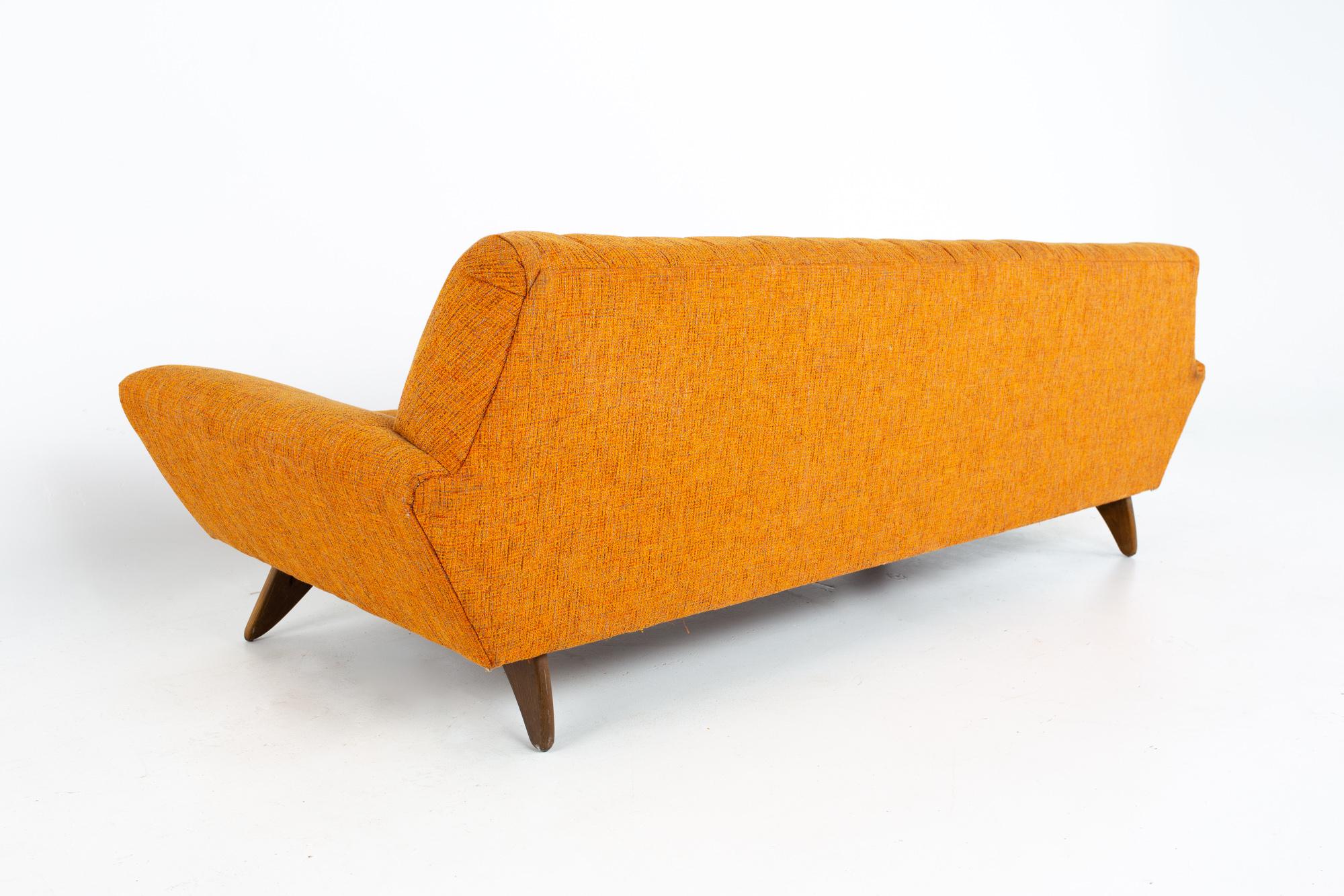 Late 20th Century Adrian Pearsall Style Kroehler Midcentury Re-Upholstered Orange Gondola Sofa