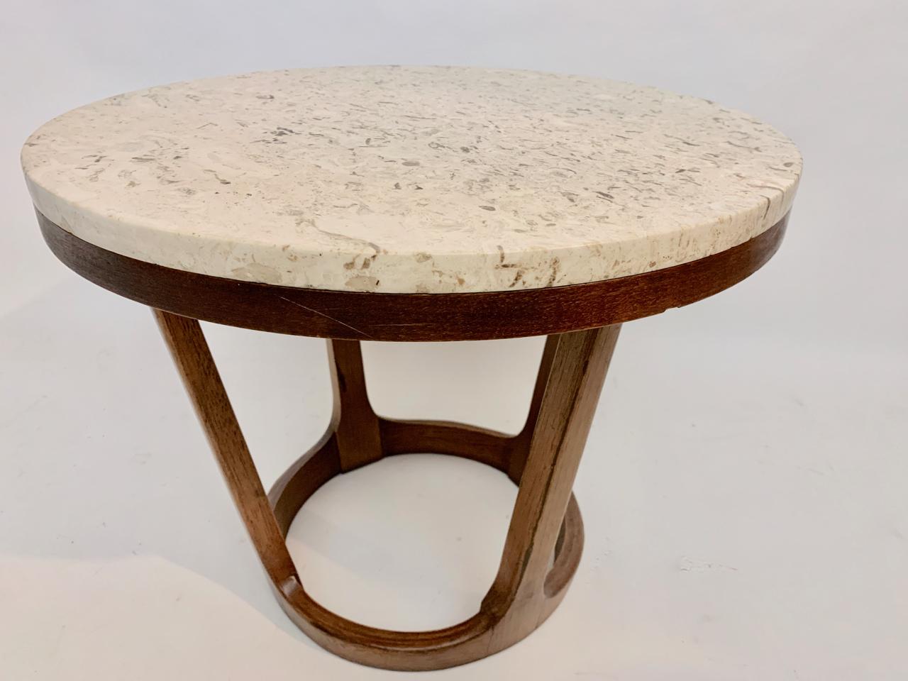 Adrian Pearsall Style Lane Furniture Co. Travertine & Walnut Occasional Table 6