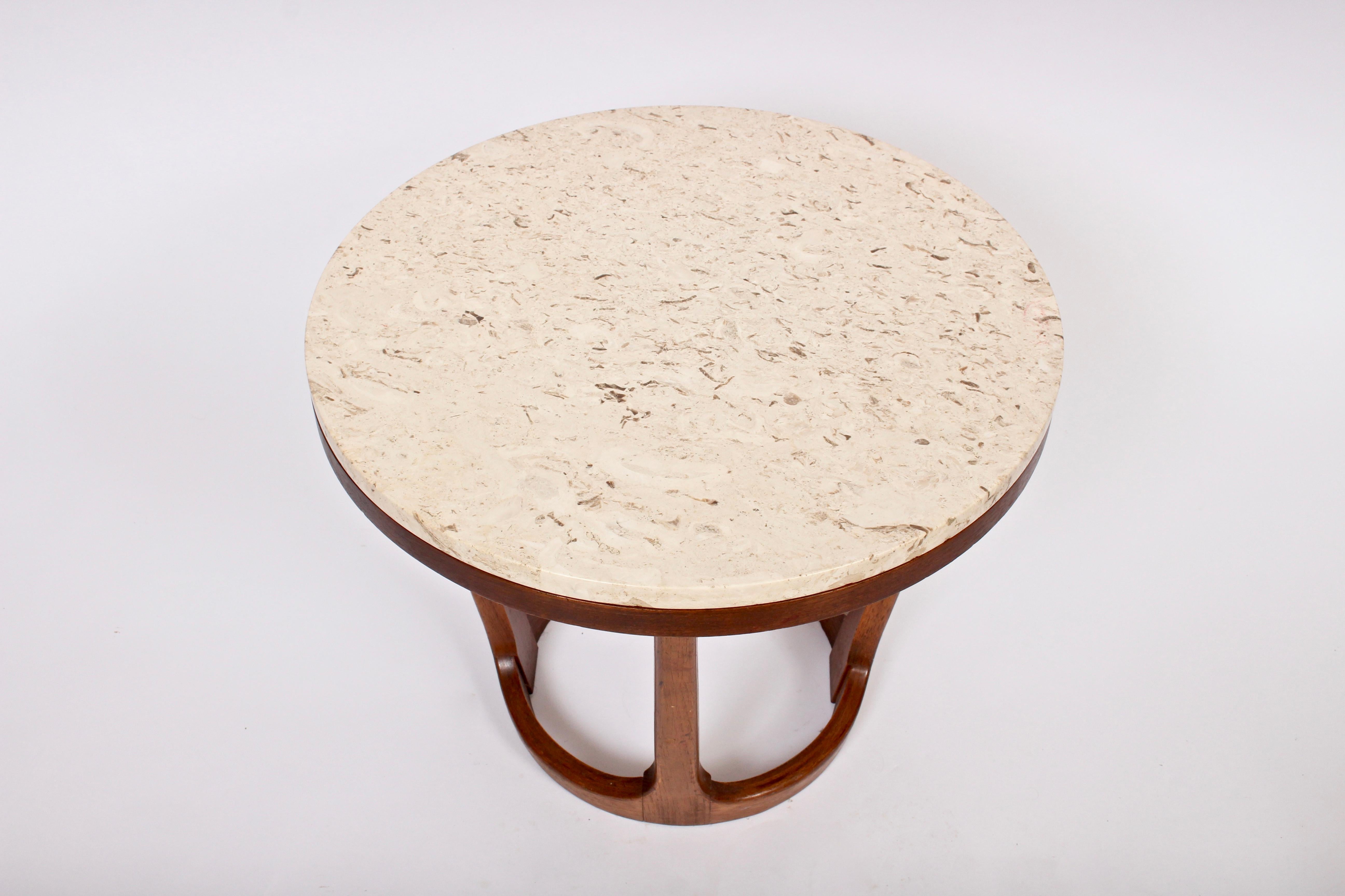 Mid-Century Modern Adrian Pearsall Style Lane Furniture Co. Travertine & Walnut Occasional Table