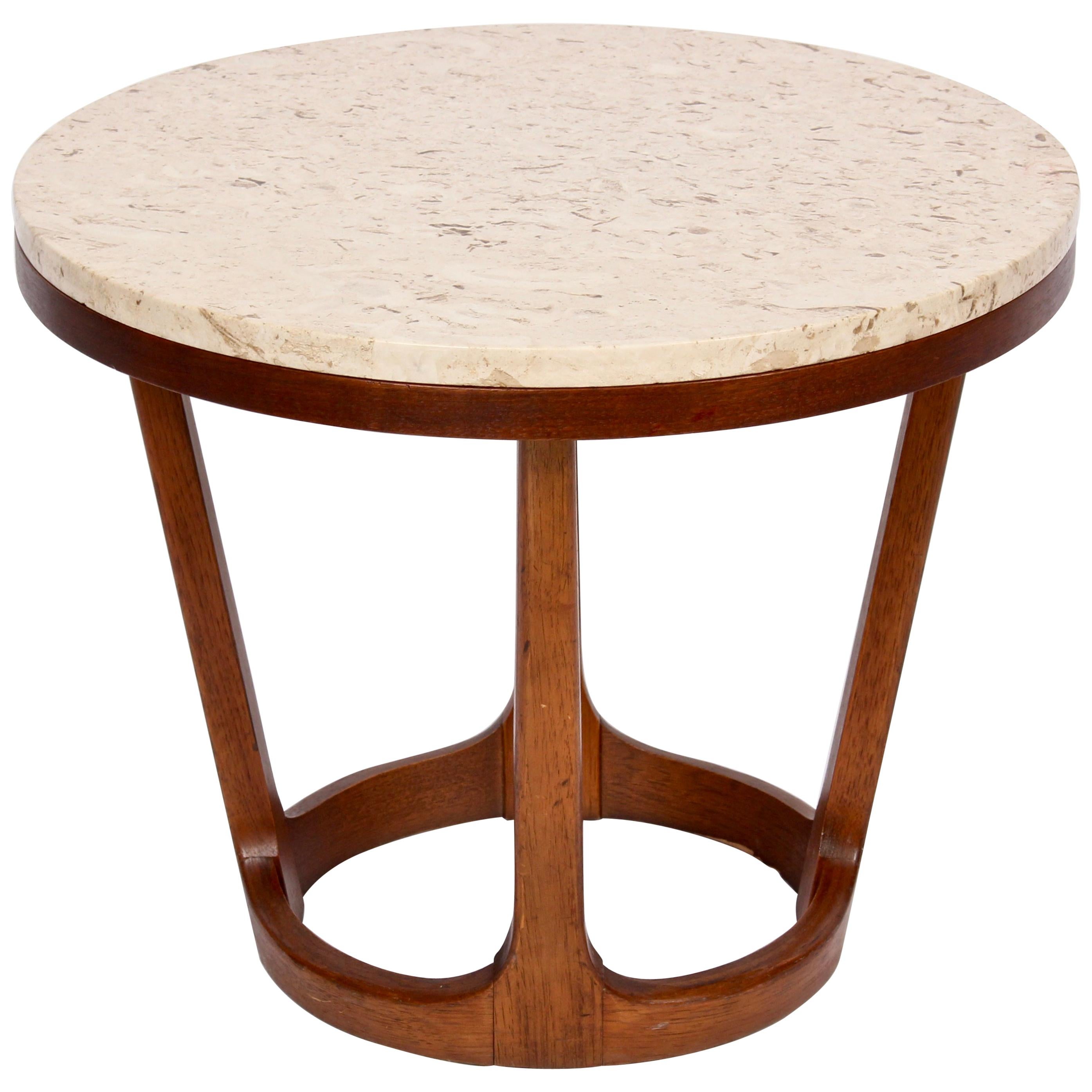 Adrian Pearsall Style Lane Furniture Co. Travertine & Walnut Occasional Table