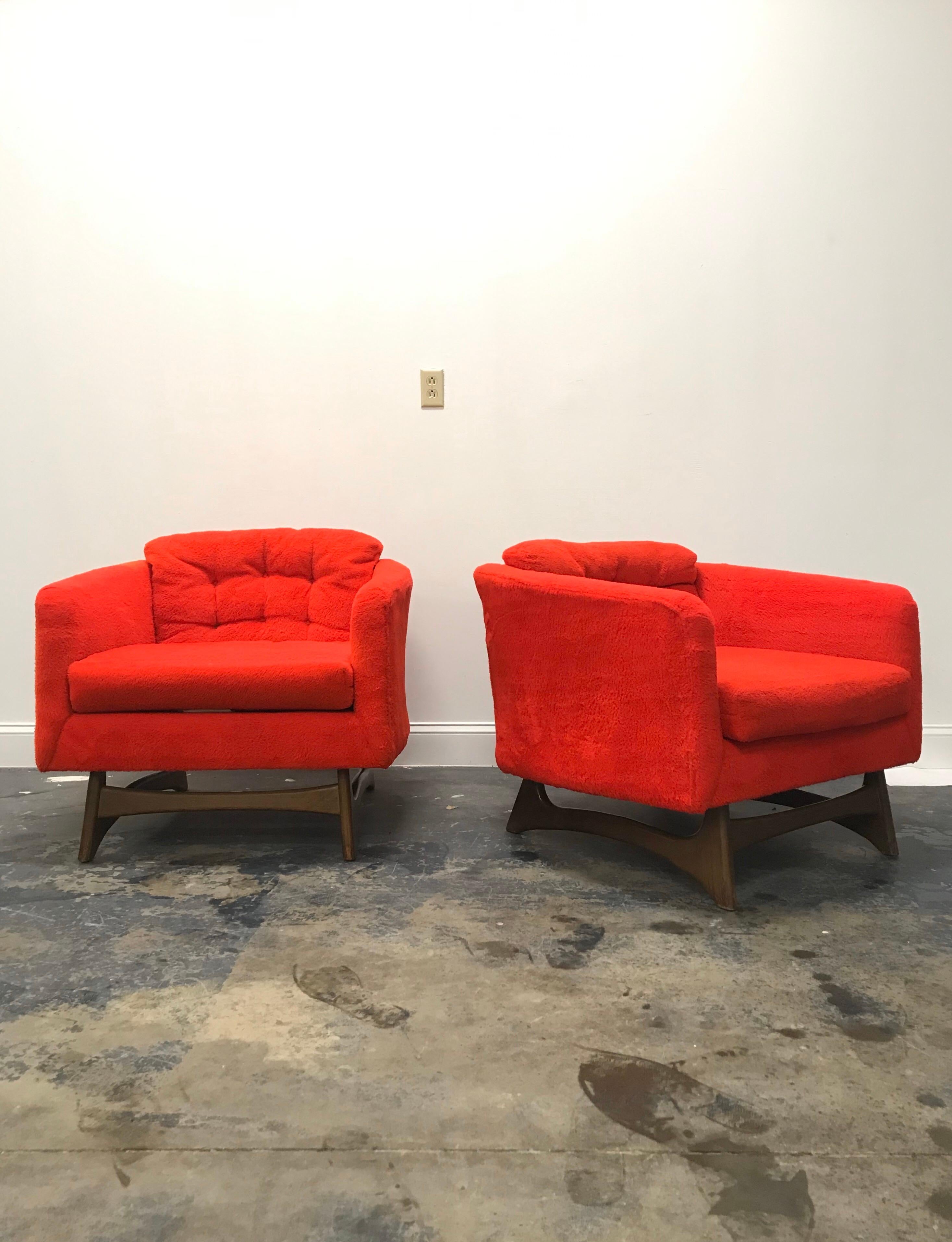 Mid-Century Modern Adrian Pearsall Style Lounge Chairs with Sculptural Bases