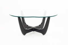 Adrian Pearsall Style Mid Century Glass and Ebonized Base Coffee Table