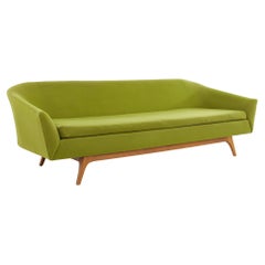 Adrian Pearsall Style Mid Century Green Walnut Sofa