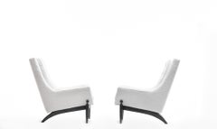 Adrian Pearsall Style Mid-Century Modern Chairs and Ottoman in Ivory Shearling