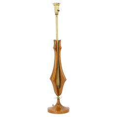 Adrian Pearsall Style Mid Century Walnut and Brass Table Lamp
