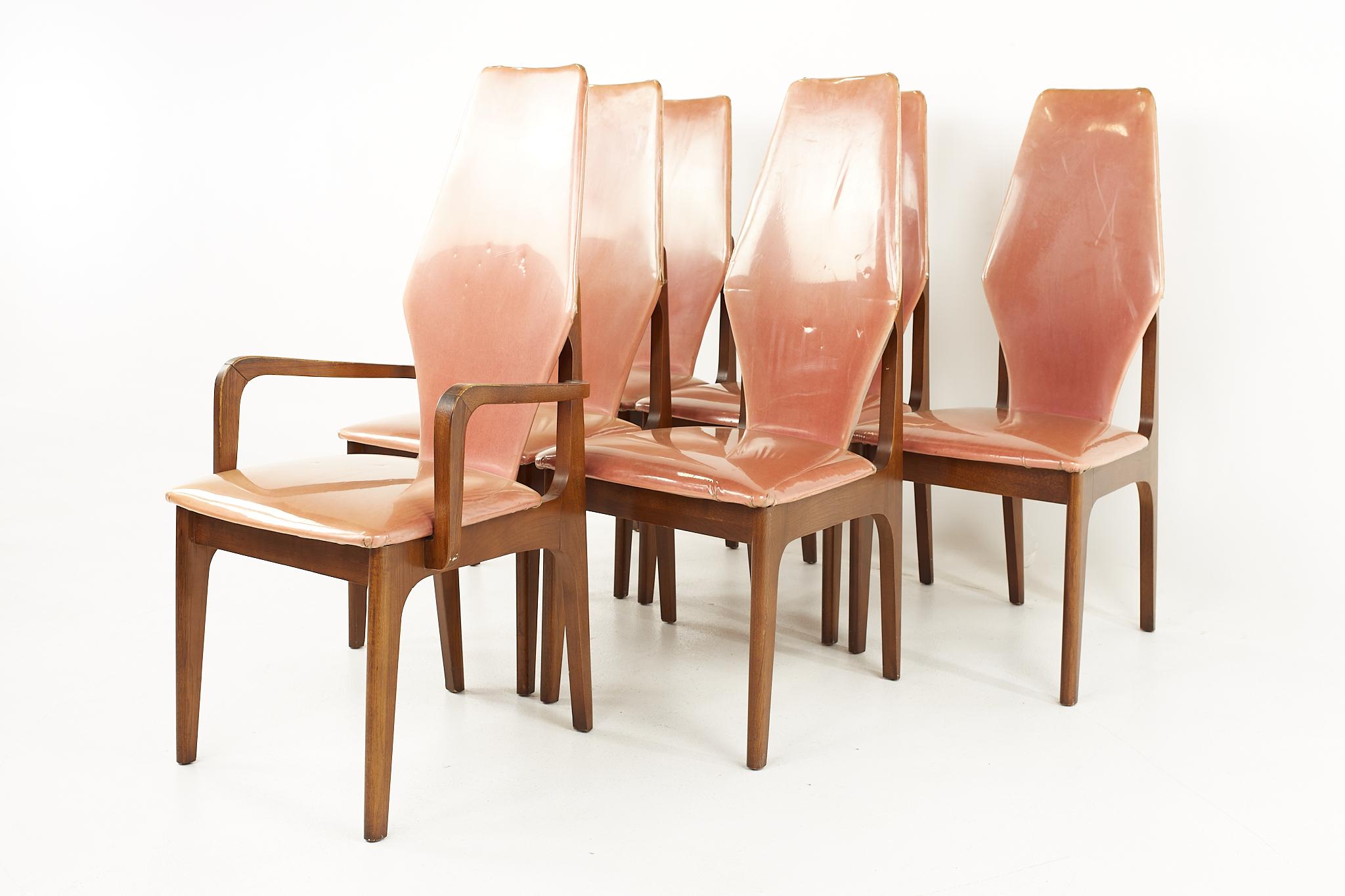 Mid-Century Modern Adrian Pearsall Style Mid Century Walnut Dining Chairs, Set of 6 For Sale