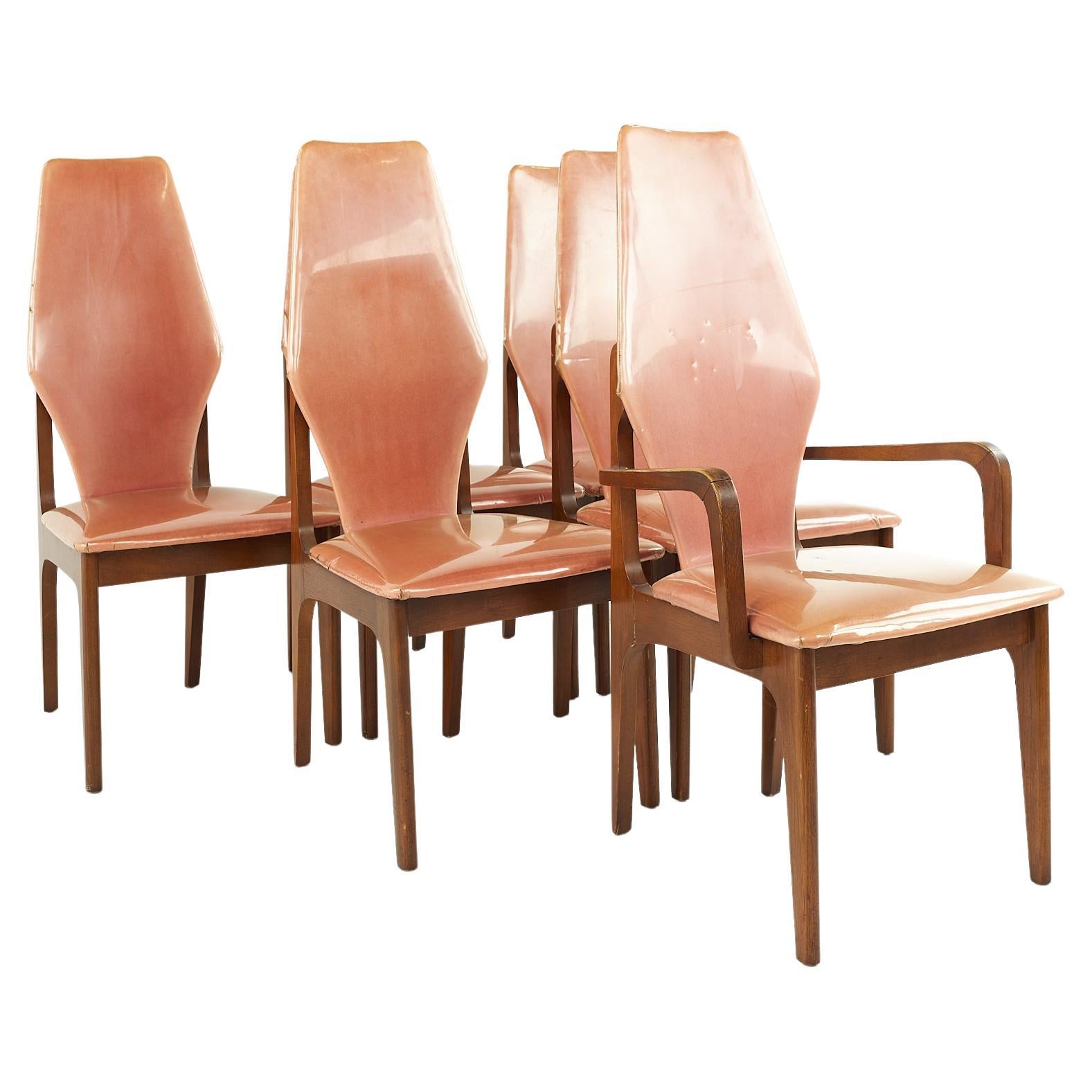 Adrian Pearsall Style Mid Century Walnut Dining Chairs, Set of 6
