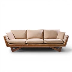 Adrian Pearsall Style Mid Century Walnut Gondola Sofa