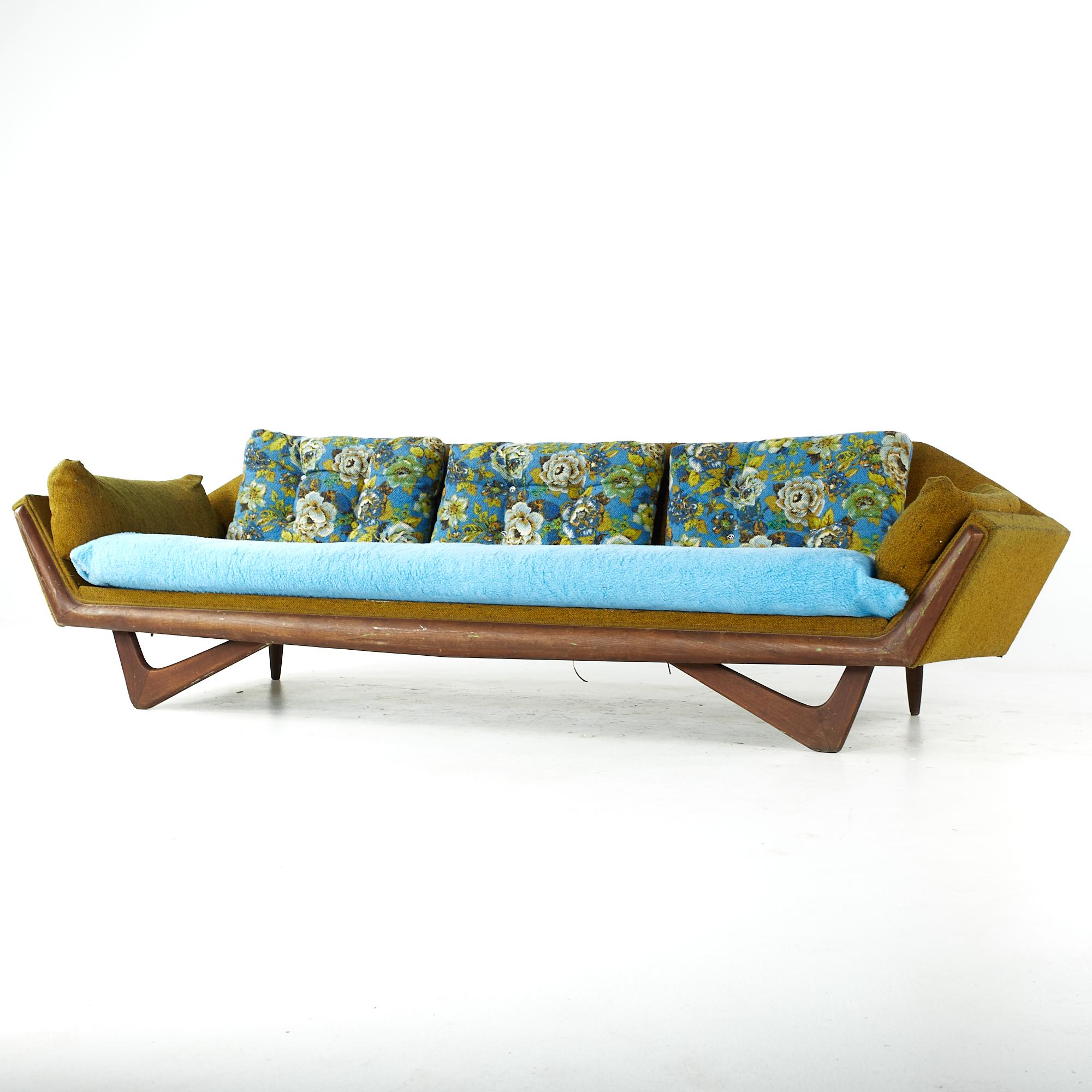 Mid-Century Modern Adrian Pearsall Style Midcentury Walnut Gondola Sofa For Sale