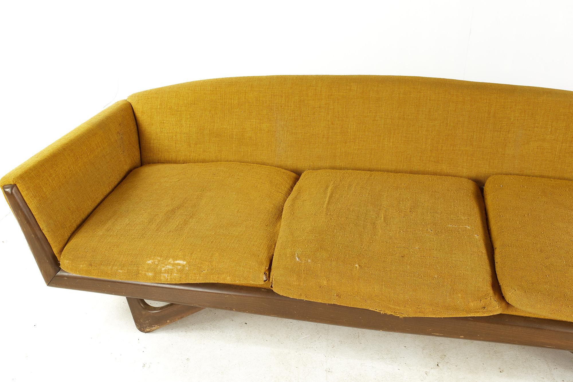 Late 20th Century Adrian Pearsall Style Mid Century Walnut Gondola Sofa For Sale