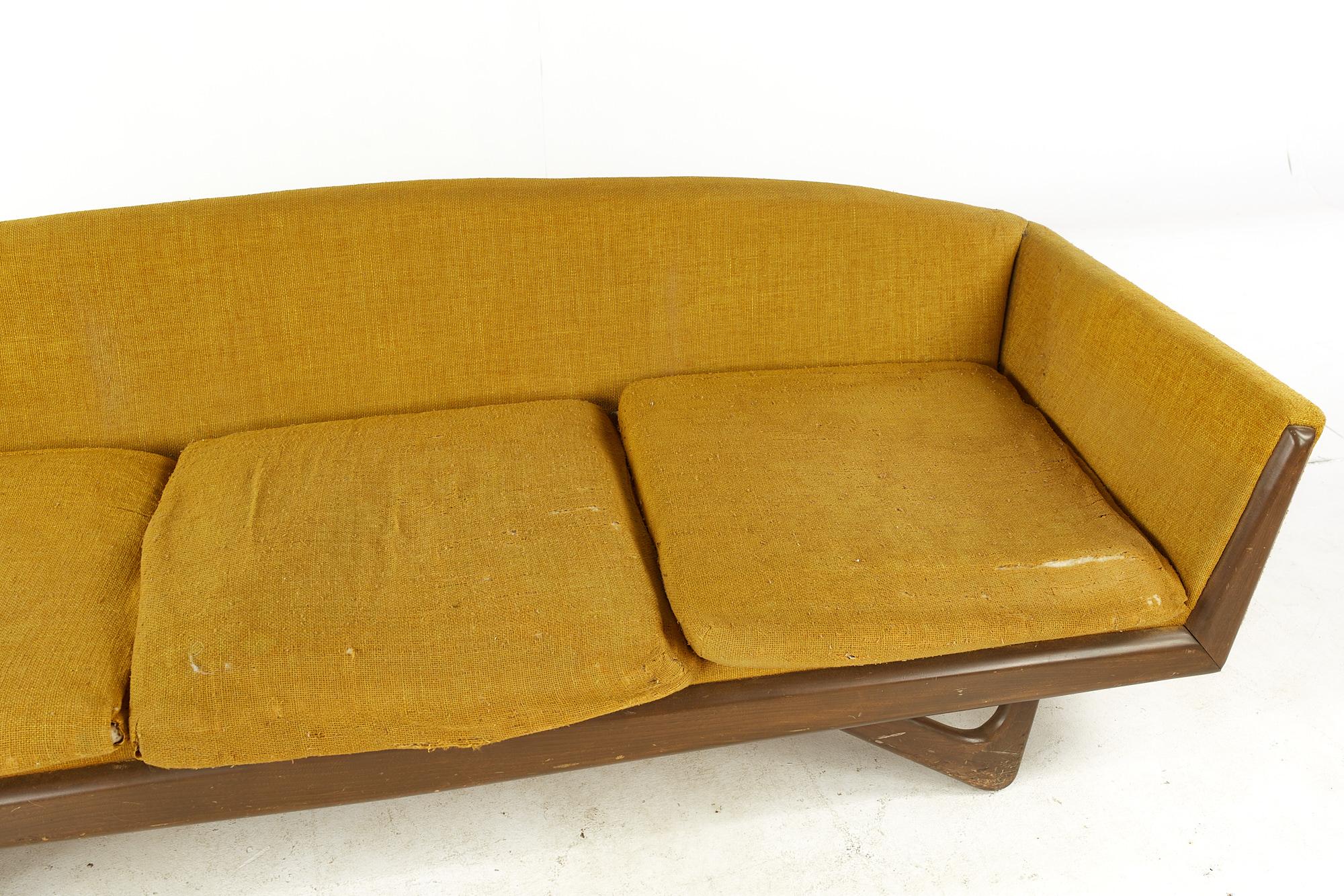 Adrian Pearsall Style Mid Century Walnut Gondola Sofa For Sale 1