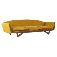Retro Adrian Pearsall Style Mid Century Walnut Gondola Sofa
