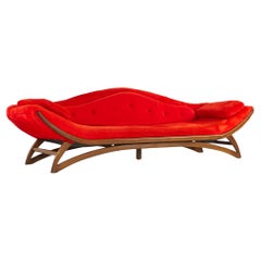 Adrian Pearsall Style Midcentury Walnut Gondola Sofa