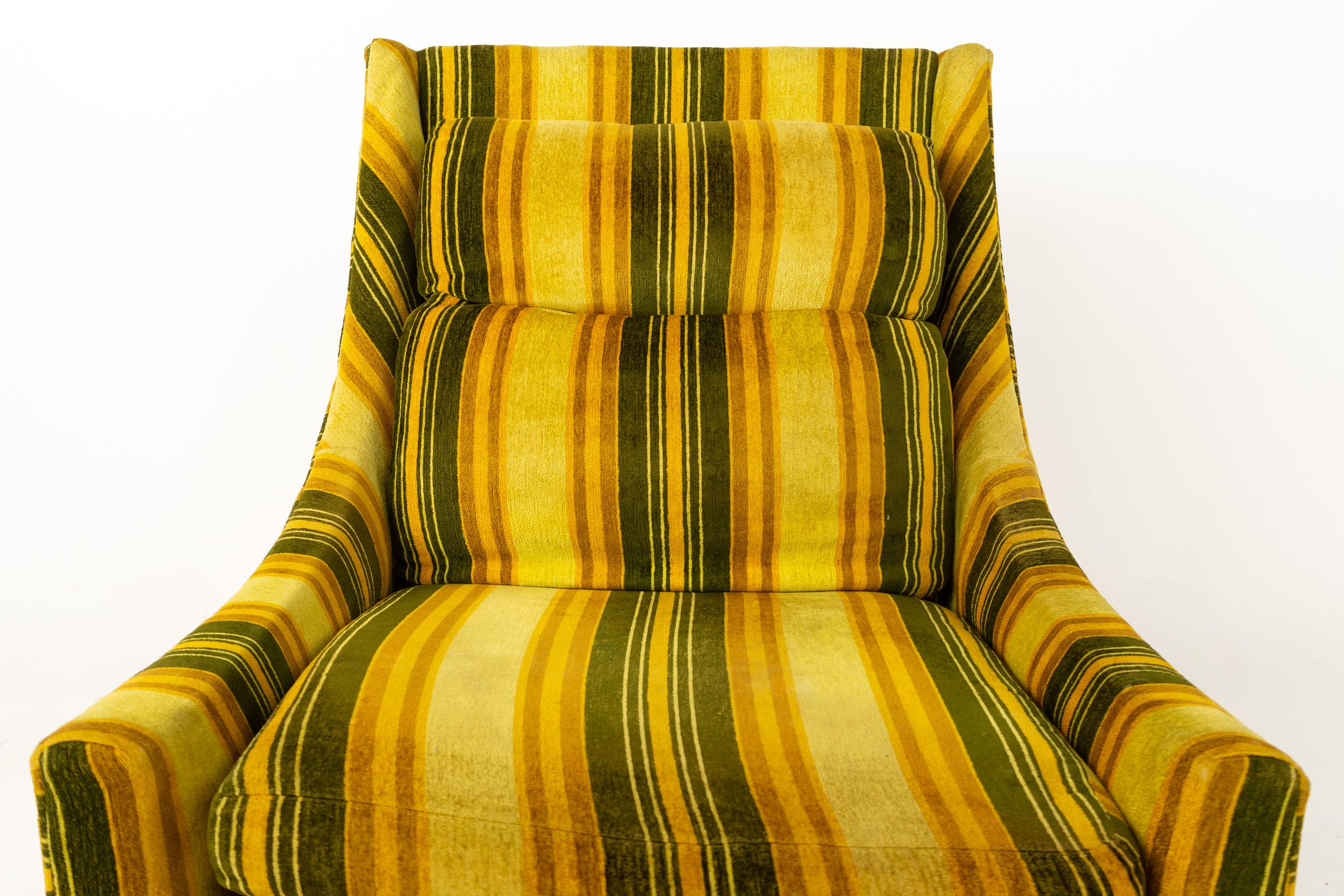 Adrian Pearsall Style Mid Century Walnut Sleigh Leg Lounge Chair and Ottoman 2